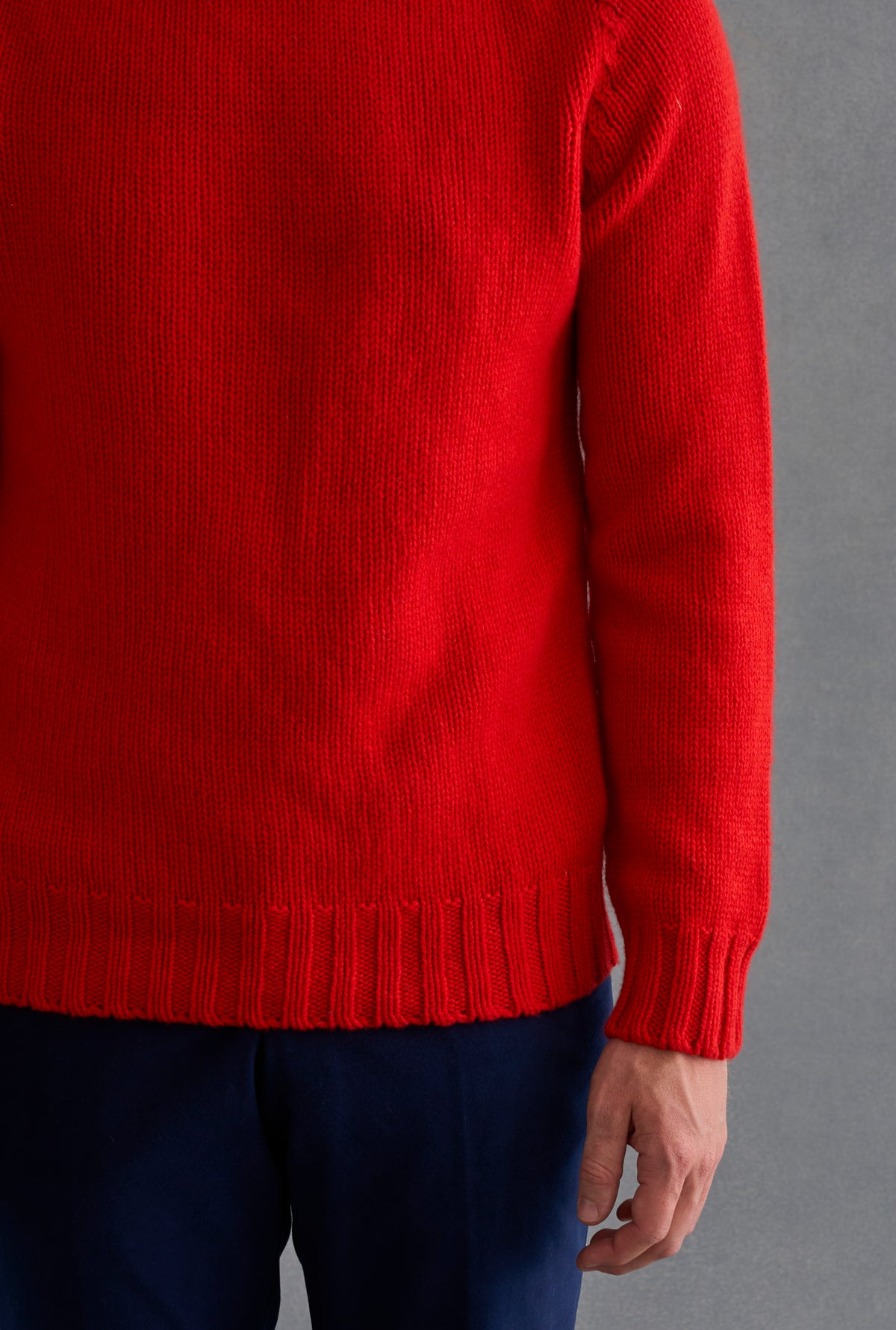 Red Lambswool Roll Neck Jumper