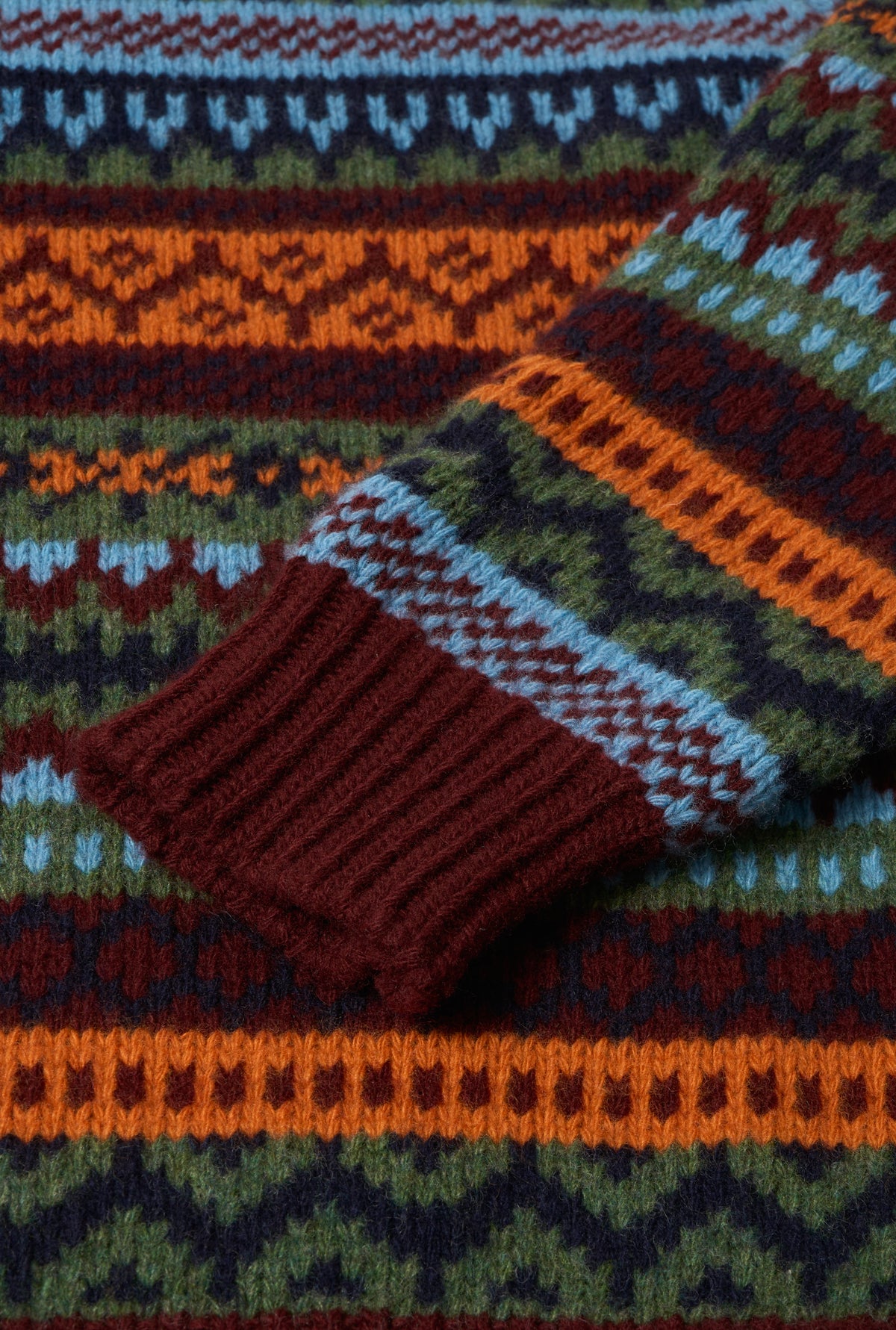 Burgundy & Green Fair Isle Jumper