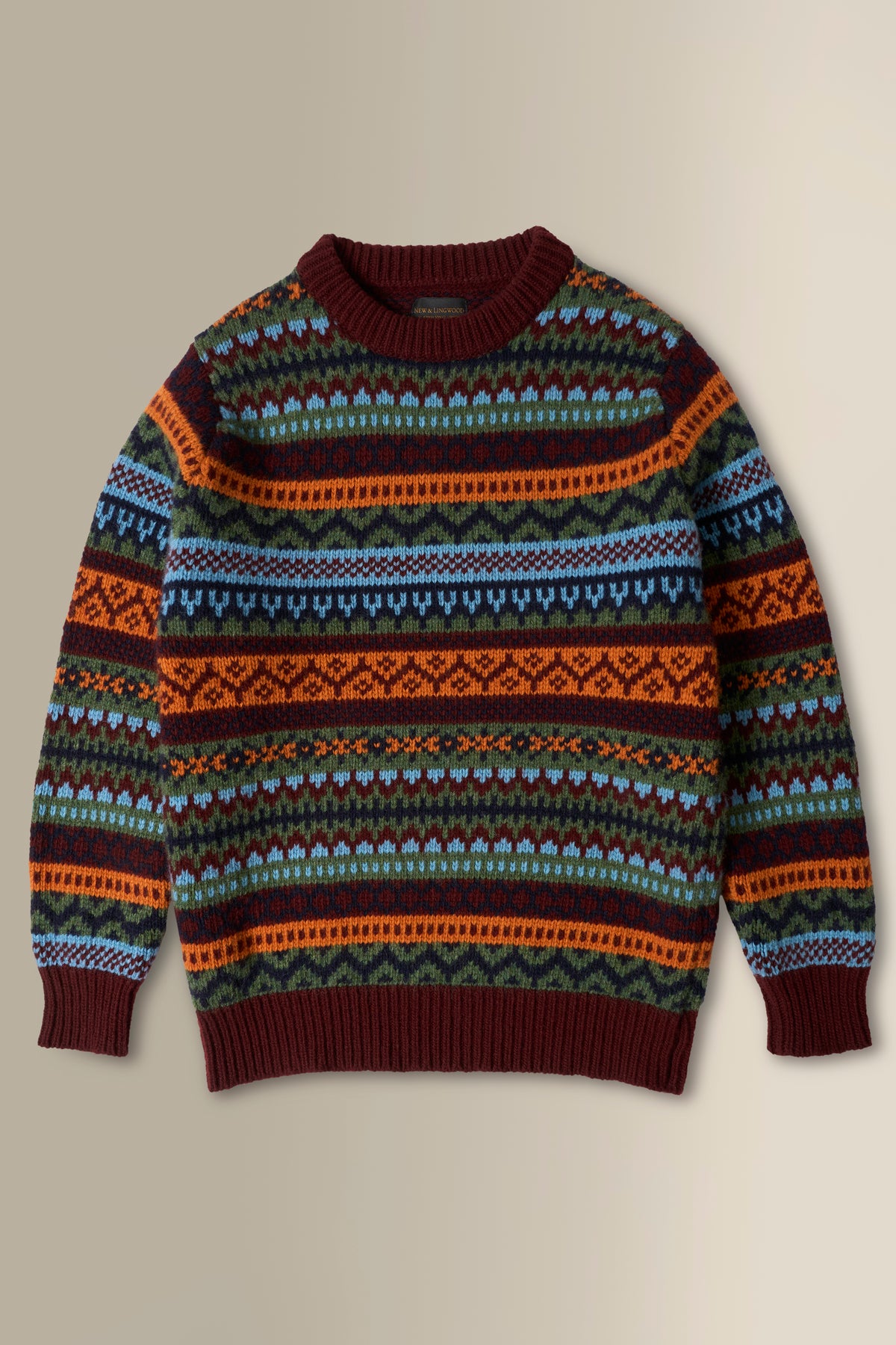 Burgundy & Green Fair Isle Jumper