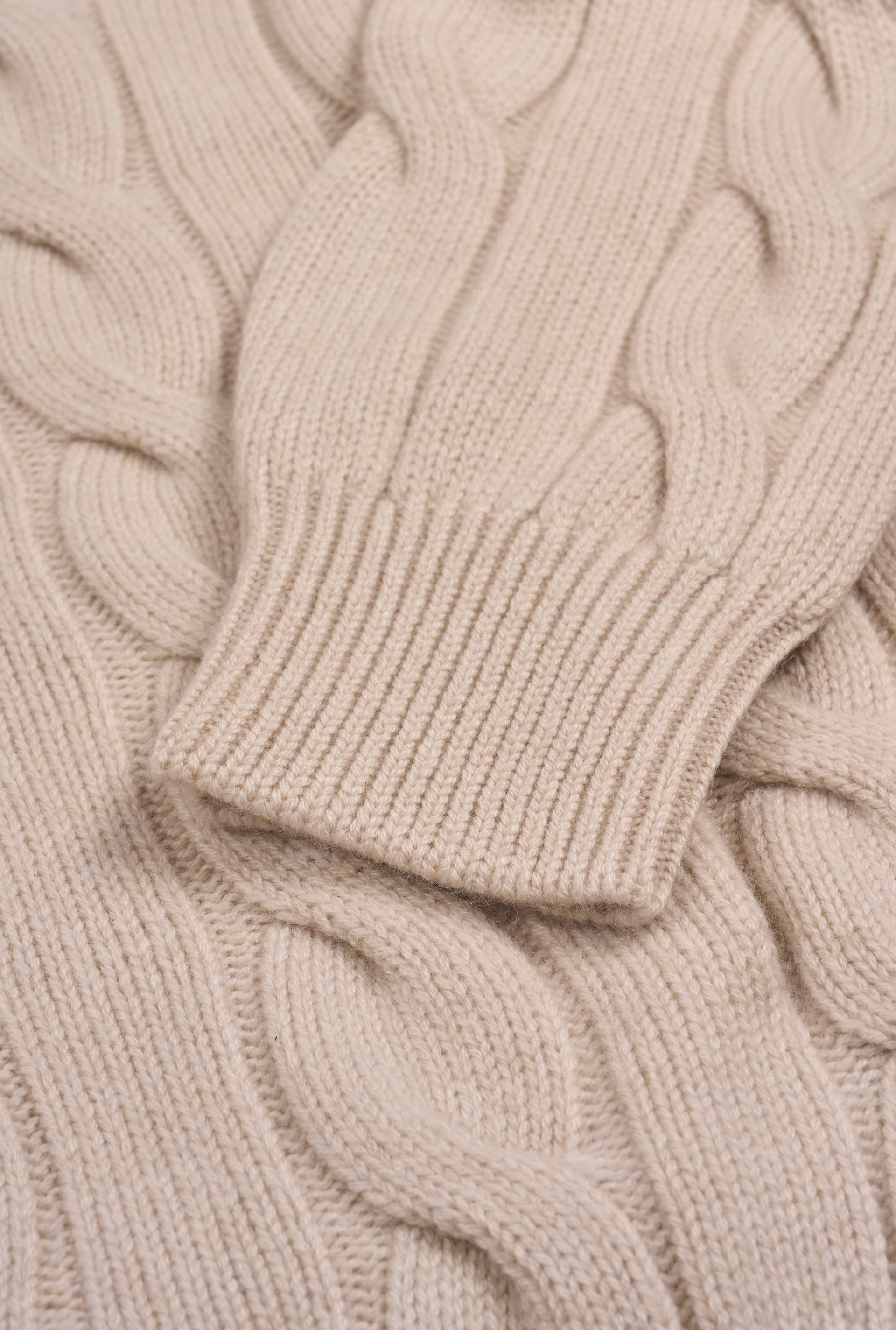 Cream Cable Knit Two Way Zip Cashmere Cardigan