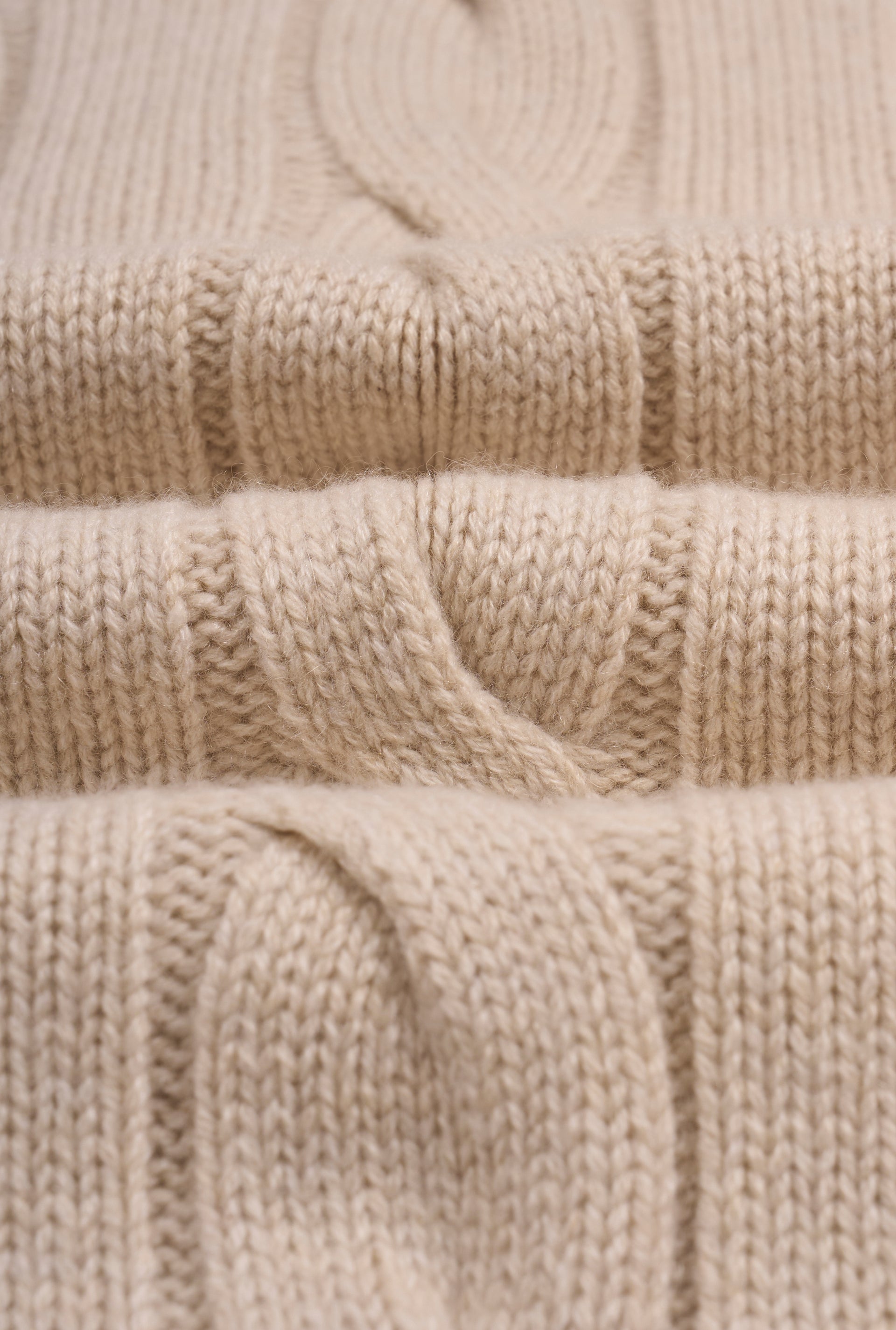Cream Cable Knit Two Way Zip Cashmere Cardigan