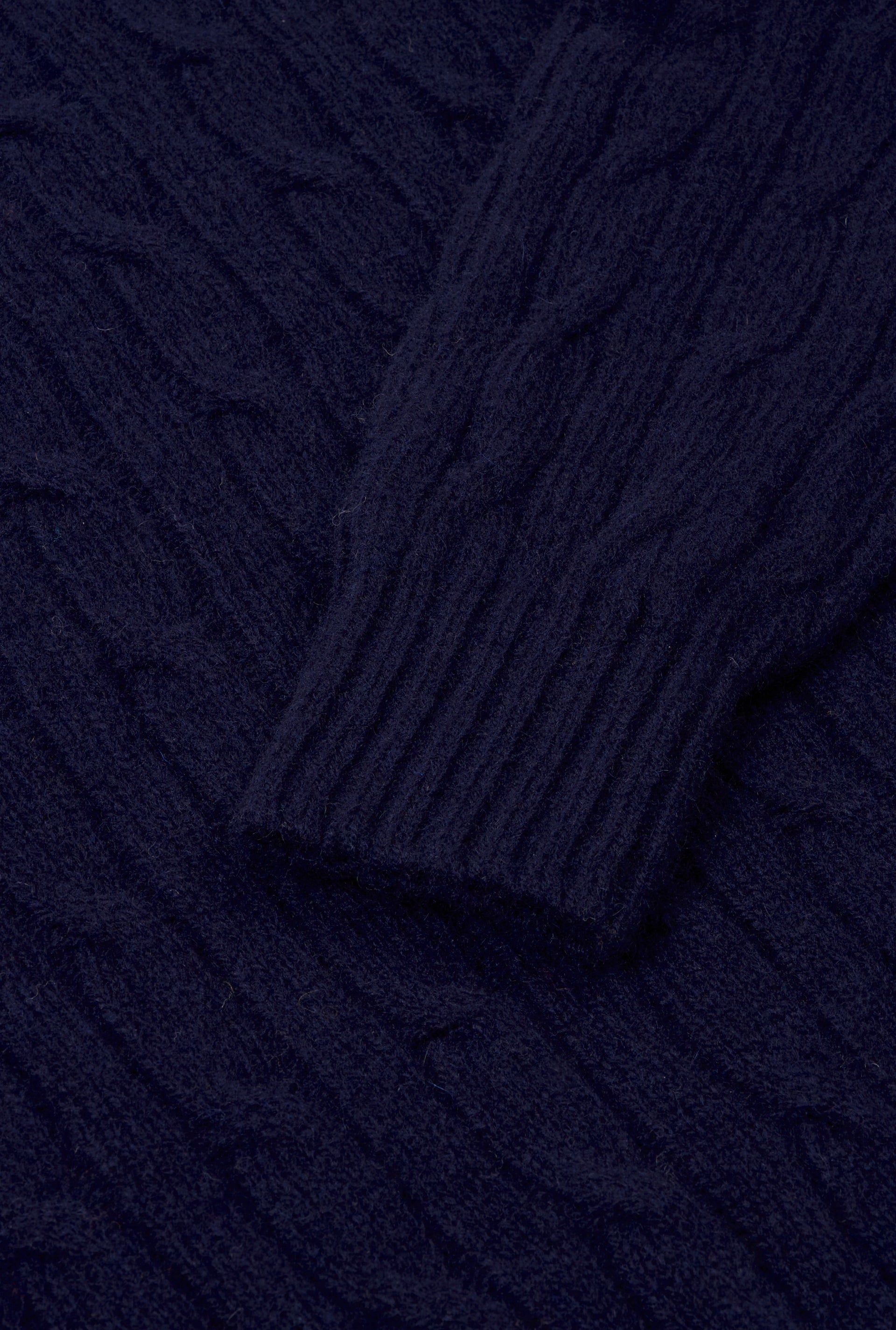 Navy Lambswool Cable Knit Crew Neck Jumper