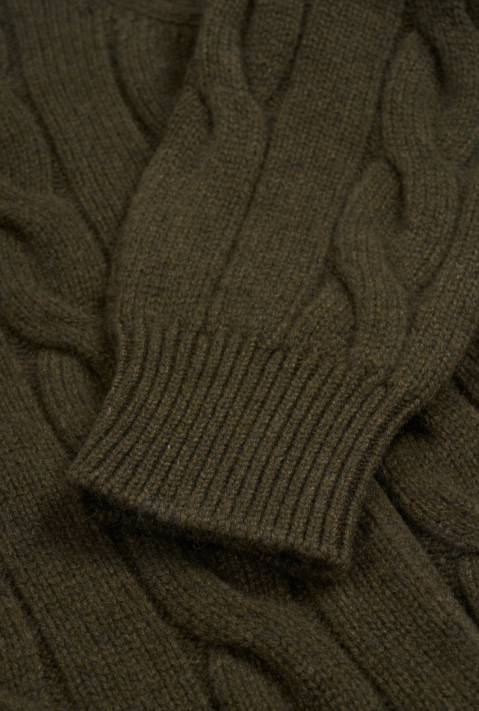 Green Cable Knit Two Way Zip Cashmere Cardigan