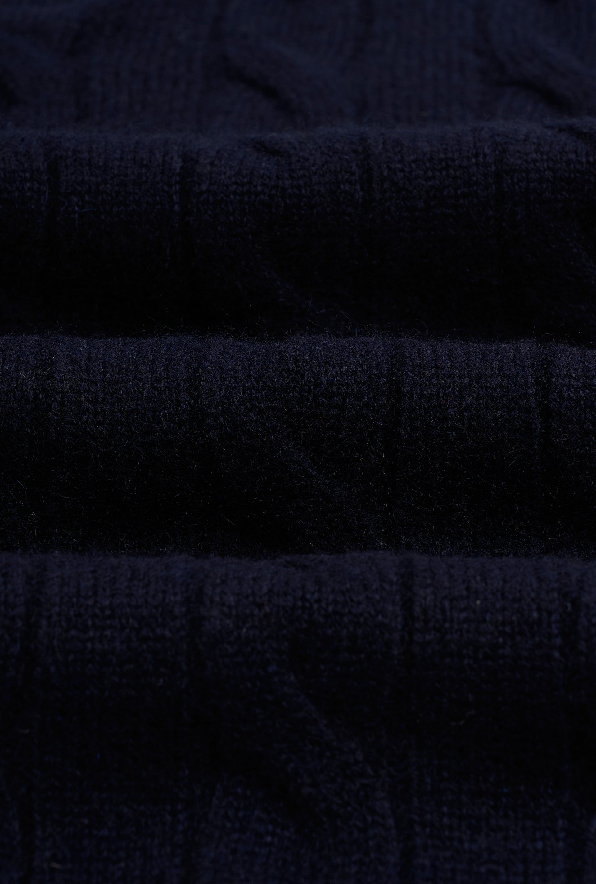 Navy & Grey Button Neck Cable Knit Cashmere Jumper