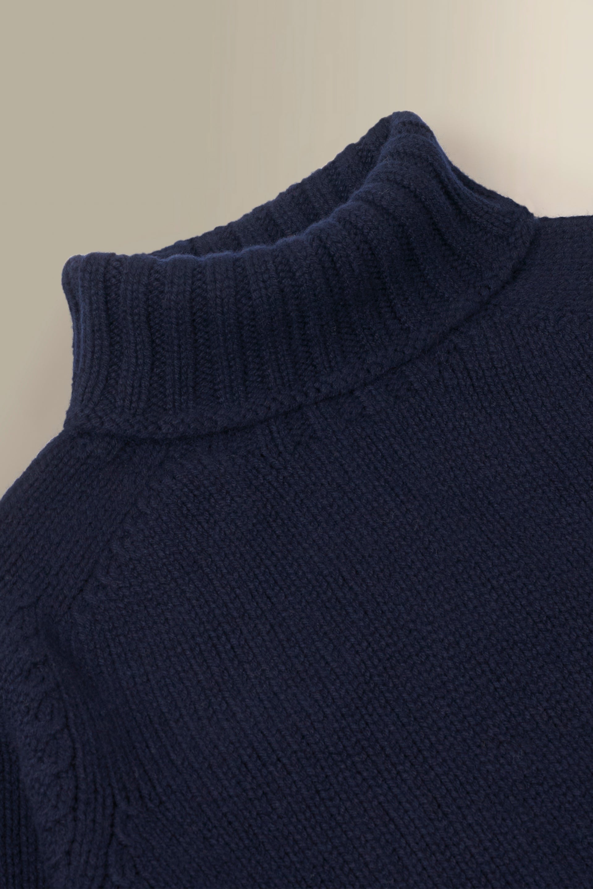 Navy Lambswool Roll Neck Jumper