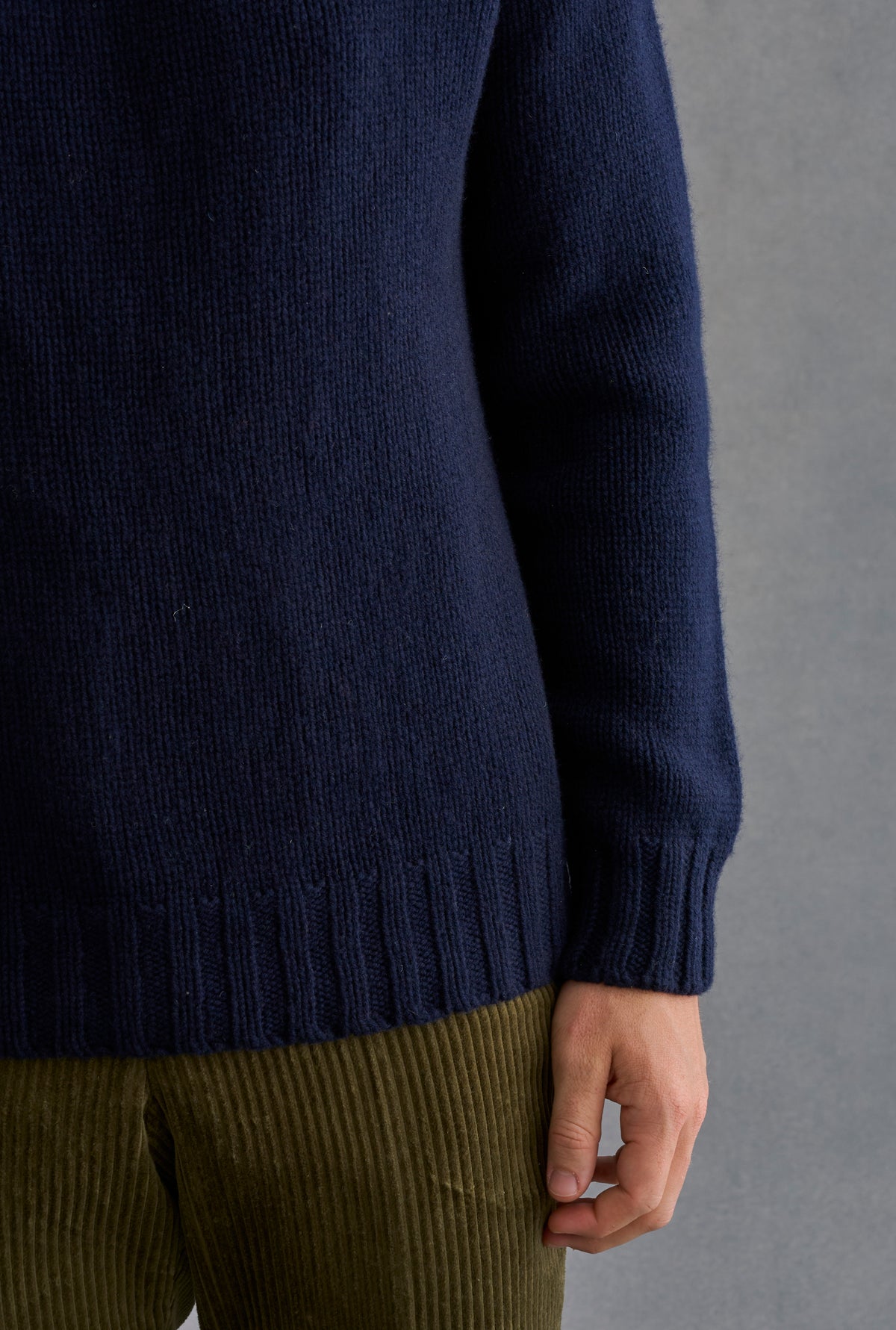 Navy Lambswool Roll Neck Jumper