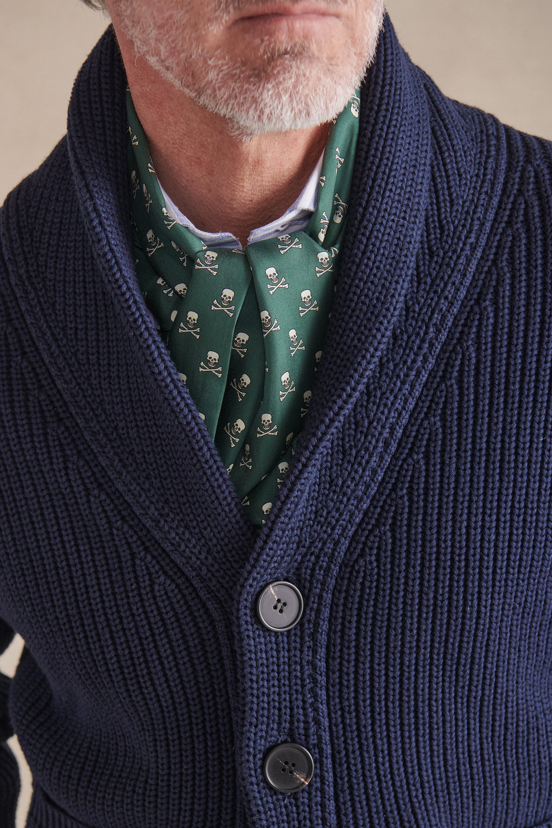 Navy Shawl Collar Cardigan