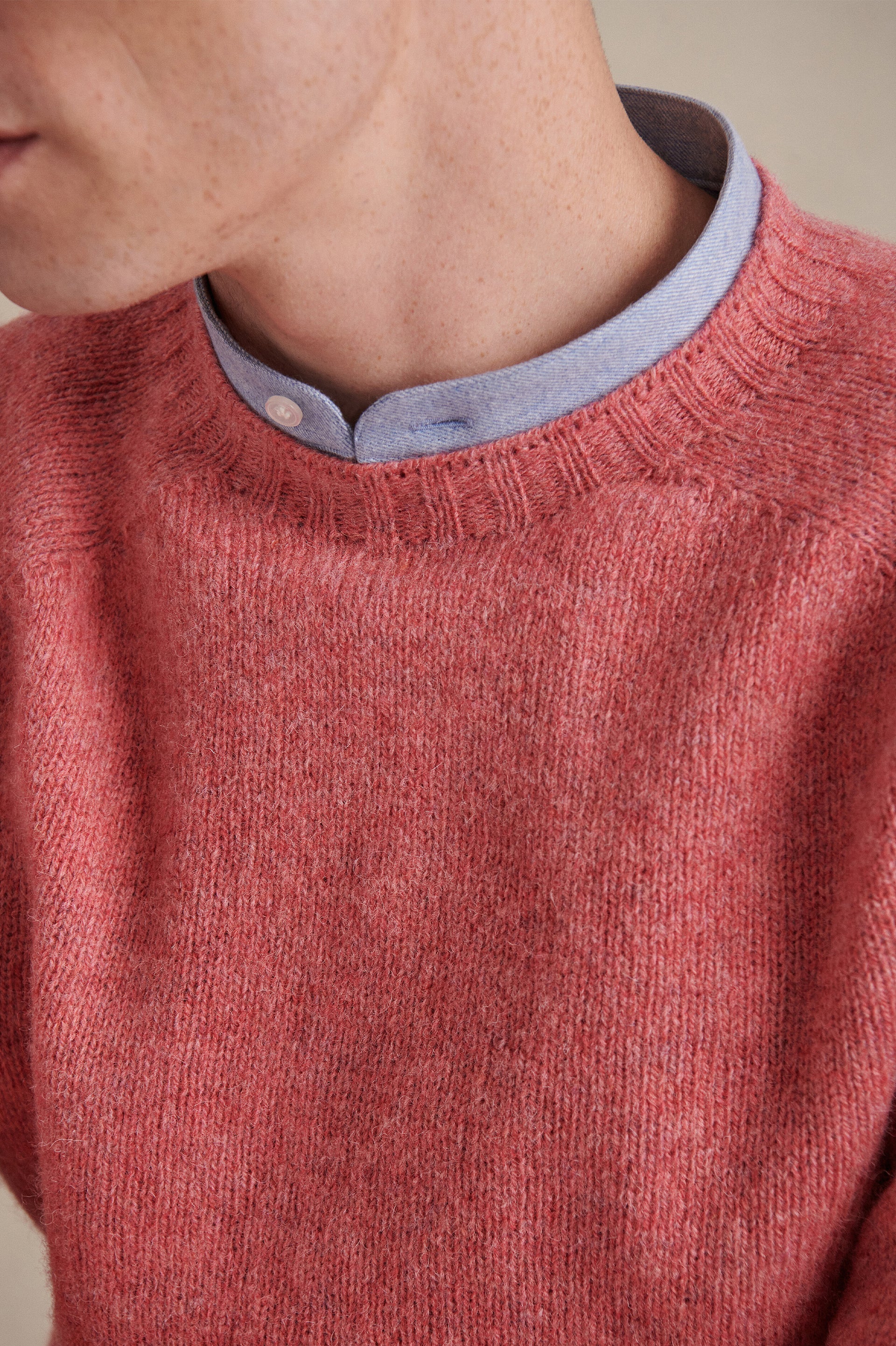Pink Crew Neck Lambswool Jumper