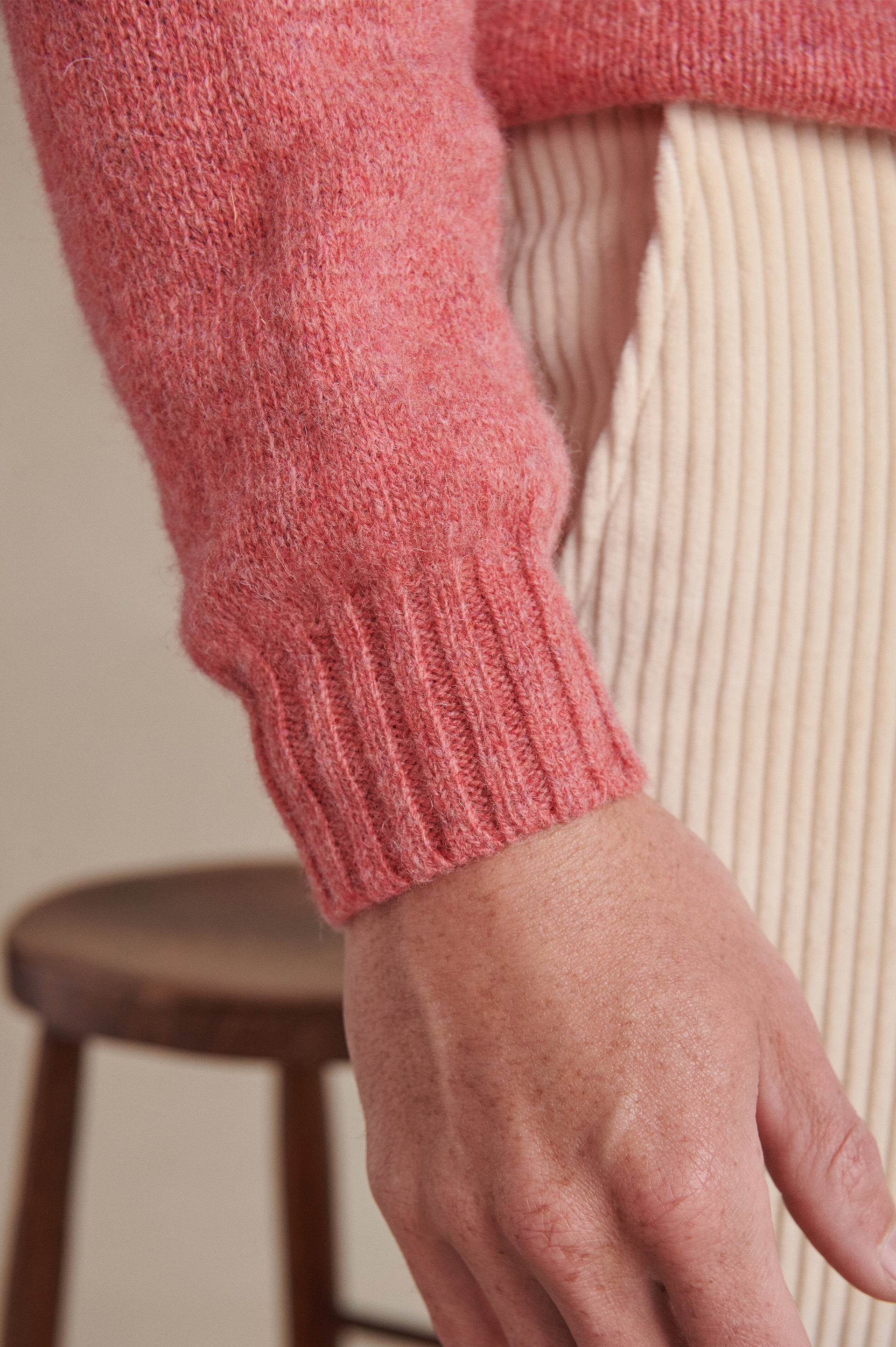 Pink Crew Neck Lambswool Jumper