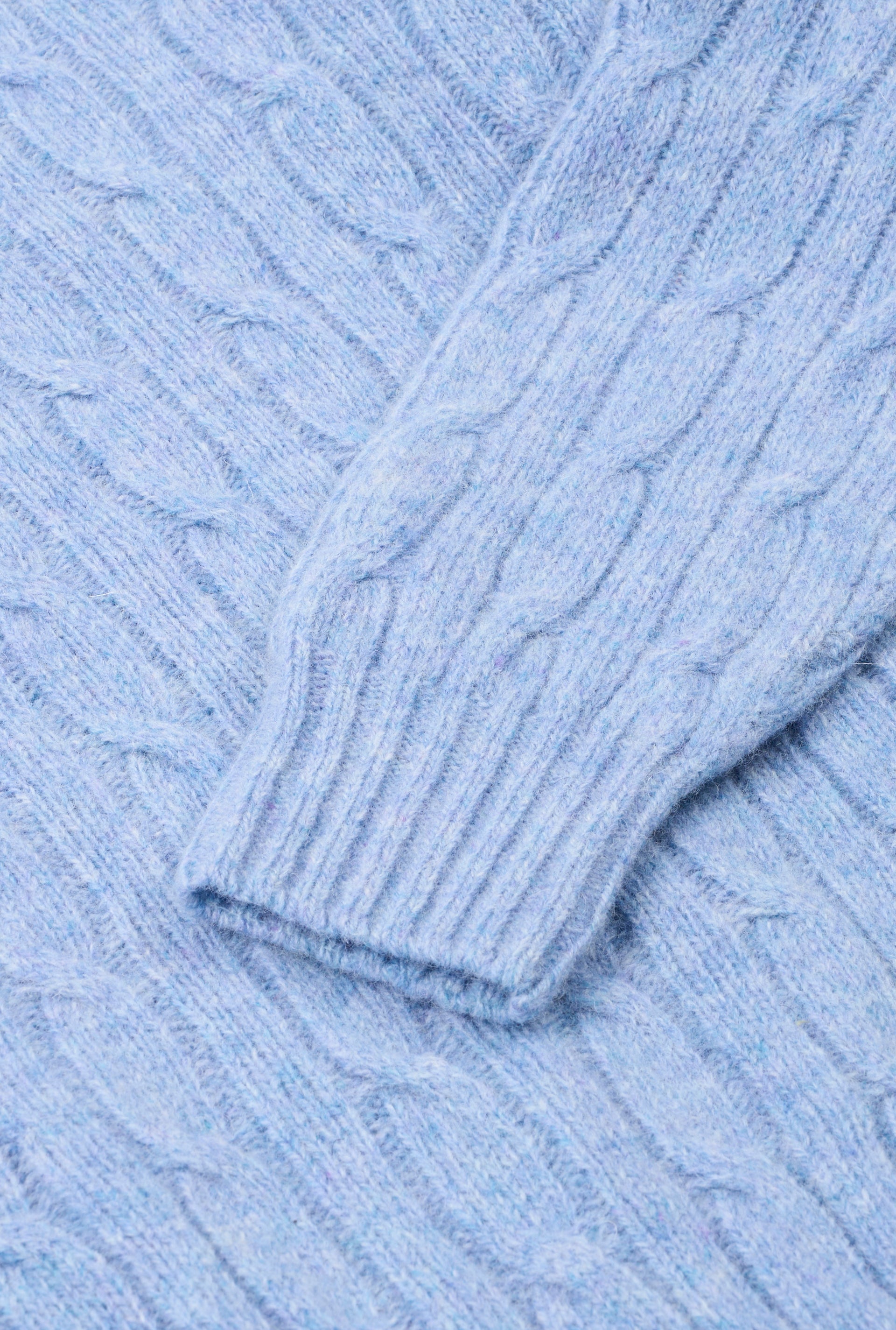 Light Blue Lambswool Cable Knit Crew Neck Jumper