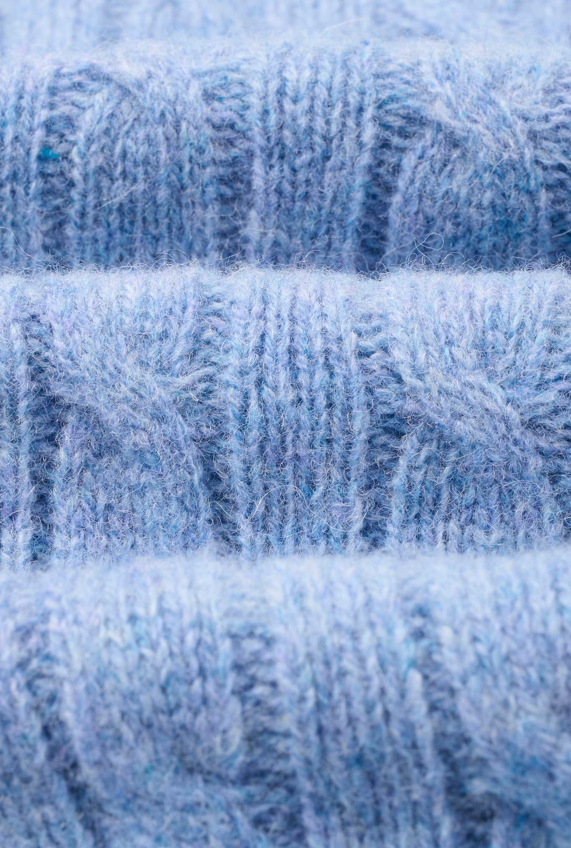 Light Blue Lambswool Cable Knit Crew Neck Jumper