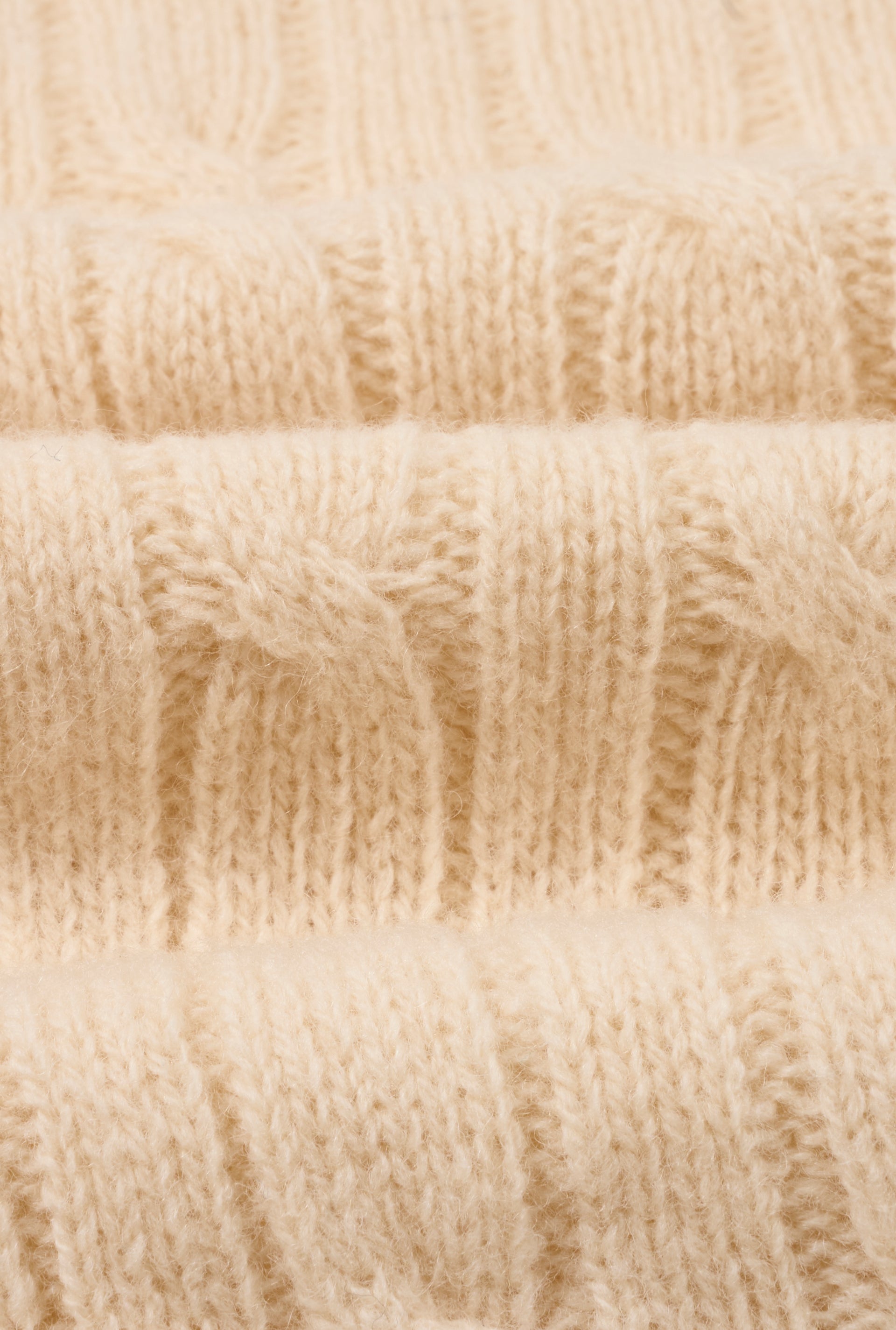 Cream Lambswool Cable Knit Crew Neck Jumper