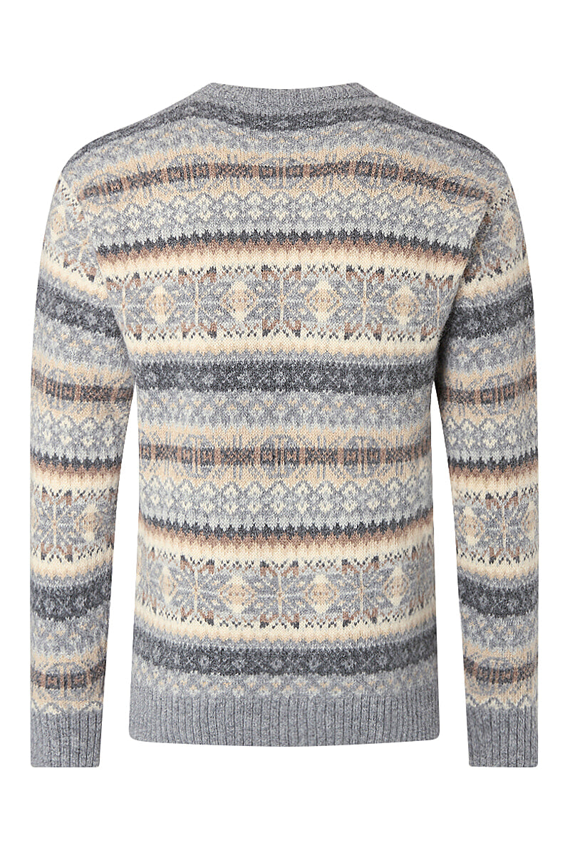 Blue & Grey Fair Isle Crew Neck Jumper