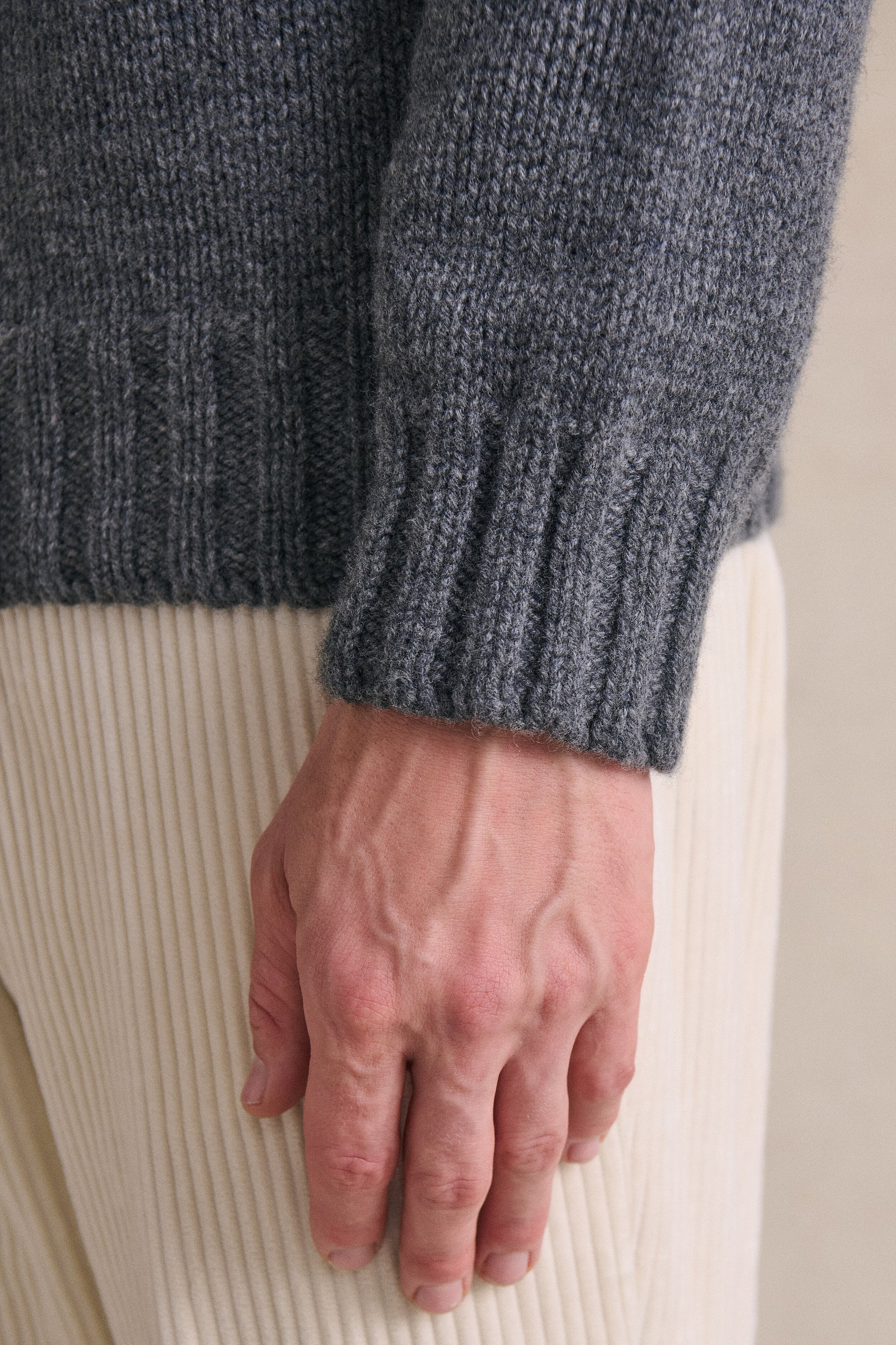 Grey Lambswool Roll Neck Jumper