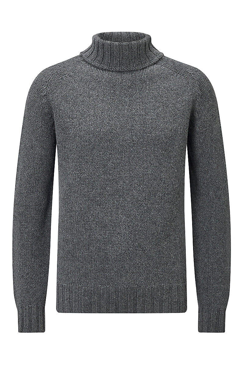 Grey Lambswool Roll Neck Jumper