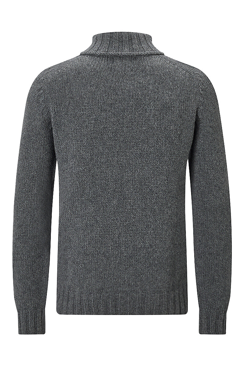 Grey Lambswool Roll Neck Jumper