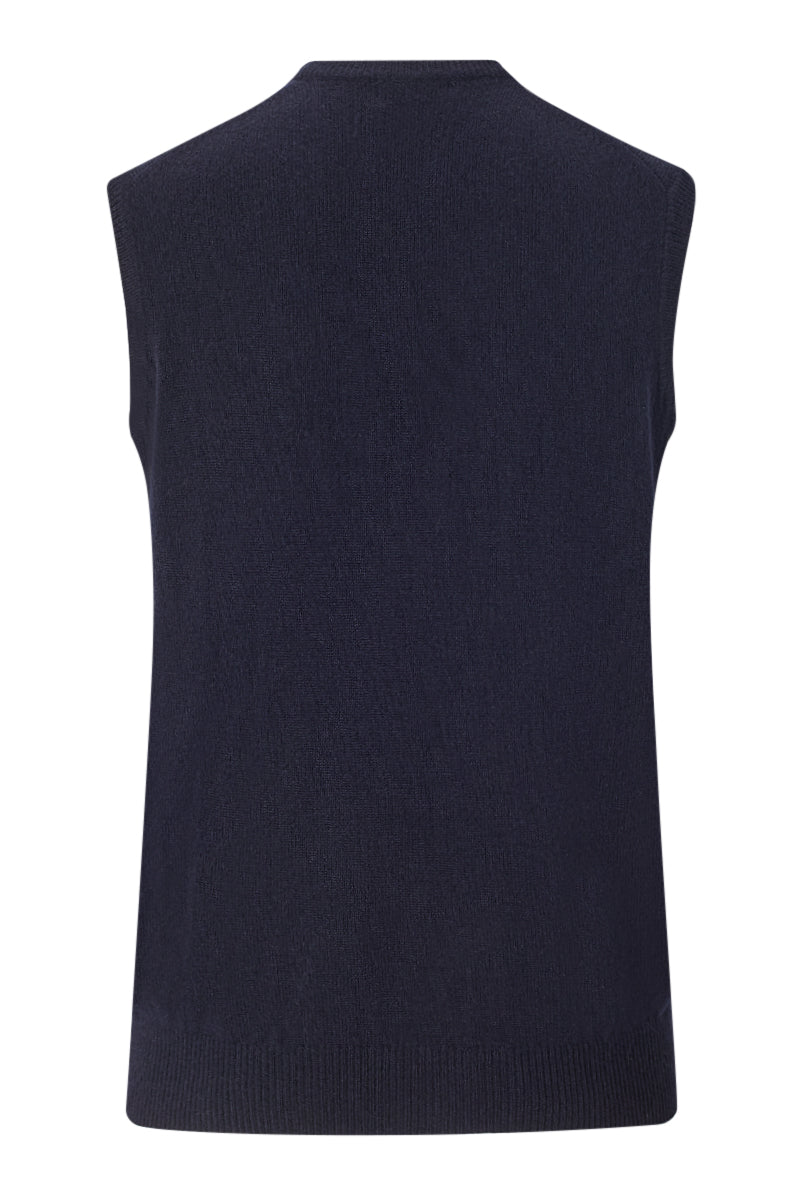 Navy Lambswool V Neck Slipover