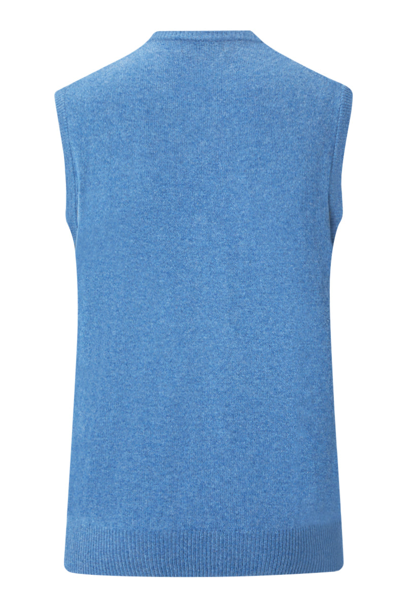 Blue Lambswool V Neck Slipover