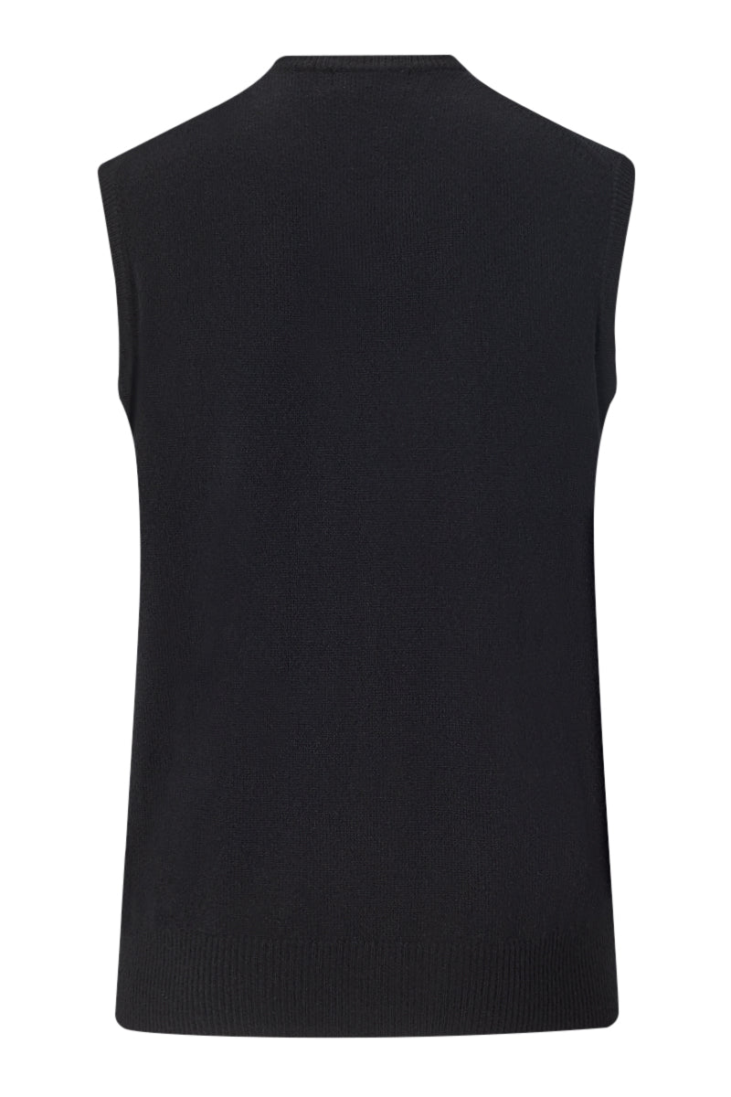 Black Lambswool V Neck Slipover