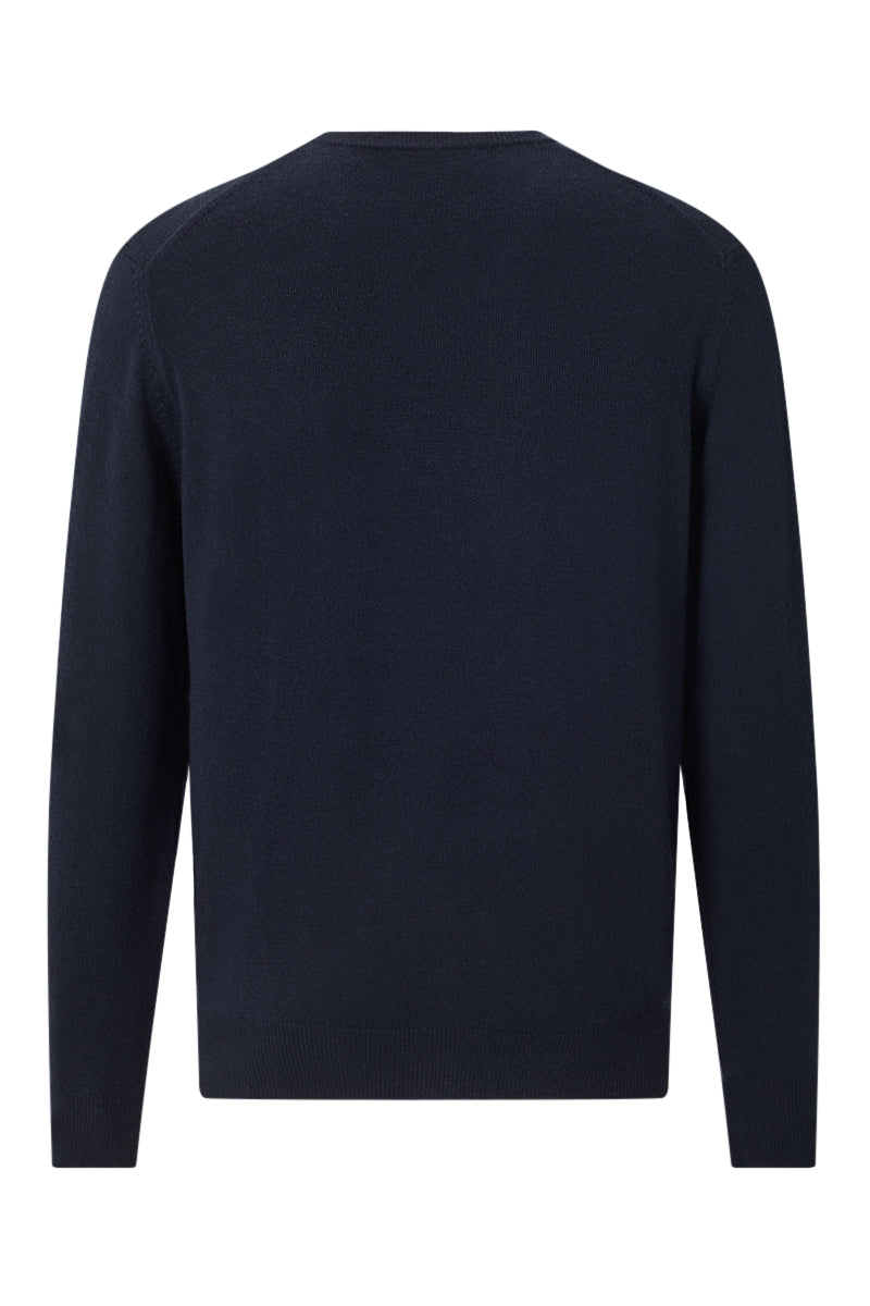 Navy Cashmere V Neck Jumper