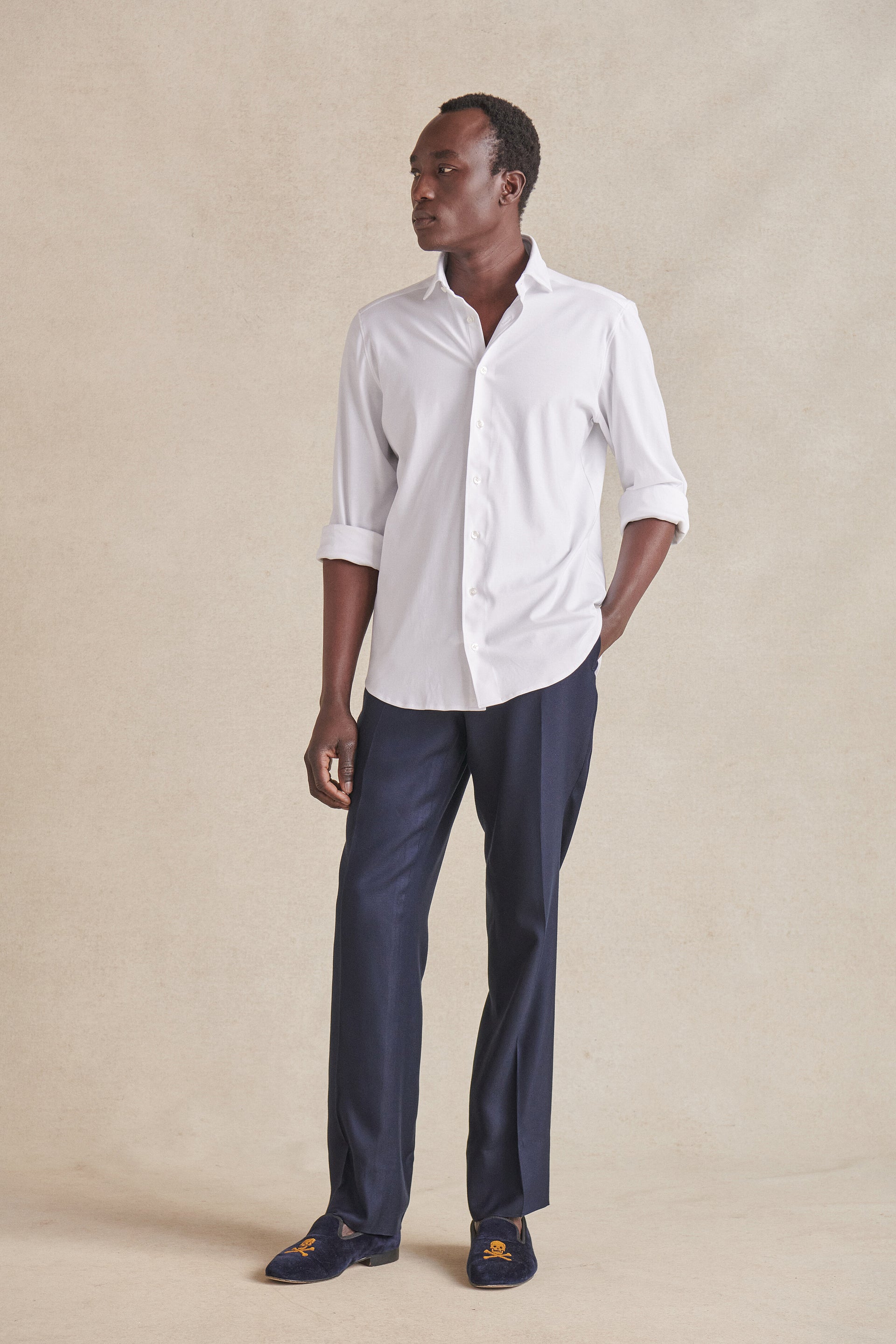 Ivory Cutaway Collar Tailored Fit Stretch Shirt