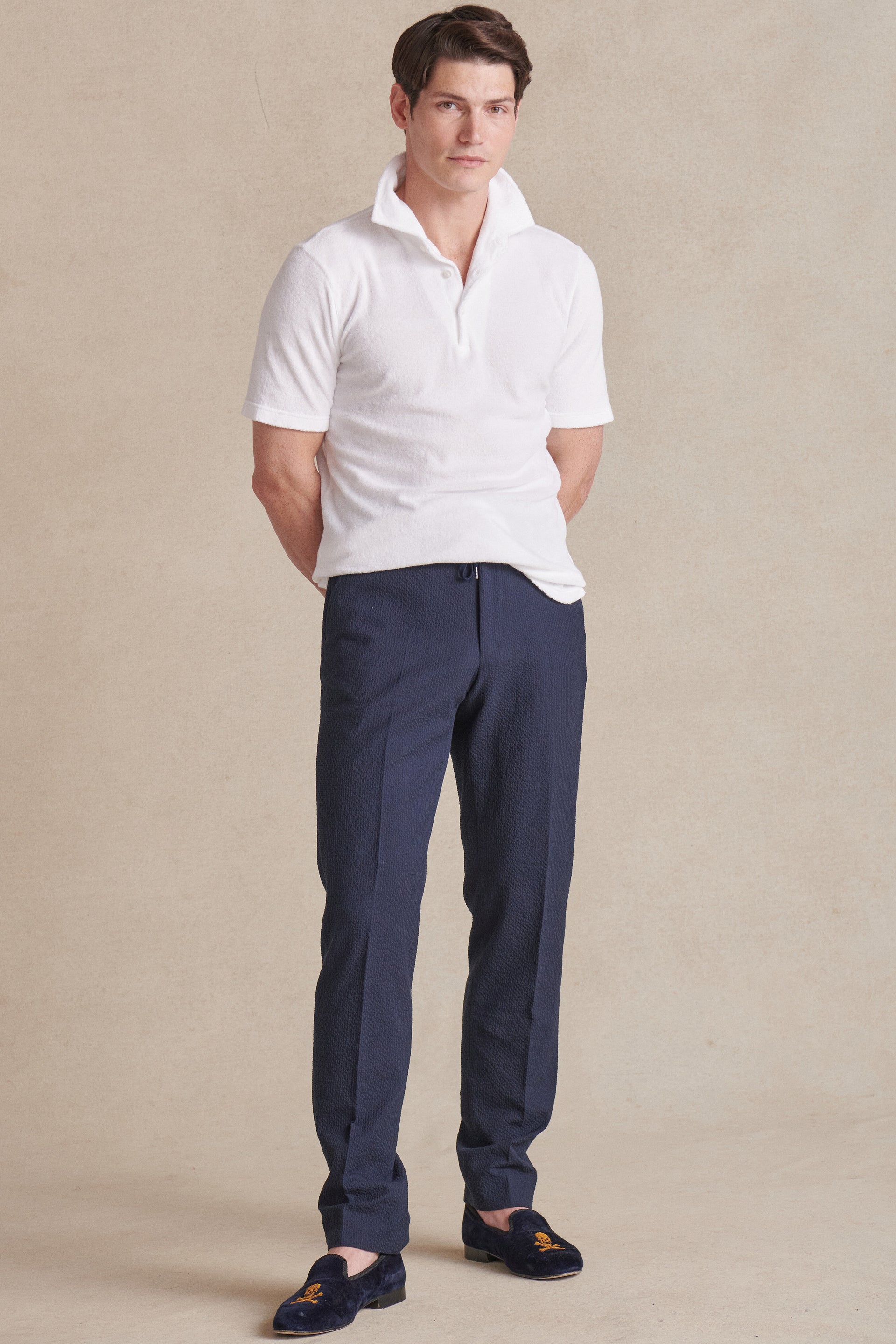 White Short Sleeve Towelling Polo Shirt