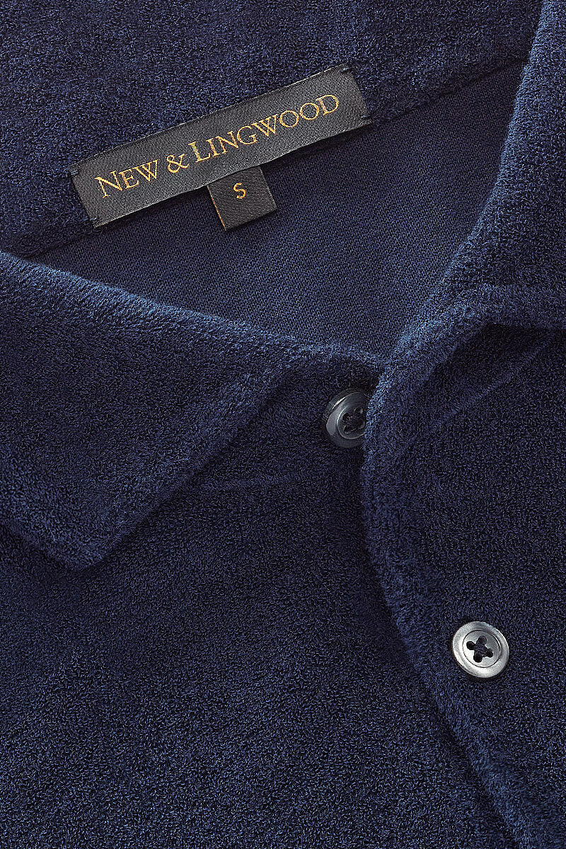 Navy Short Sleeve Towelling Polo Shirt
