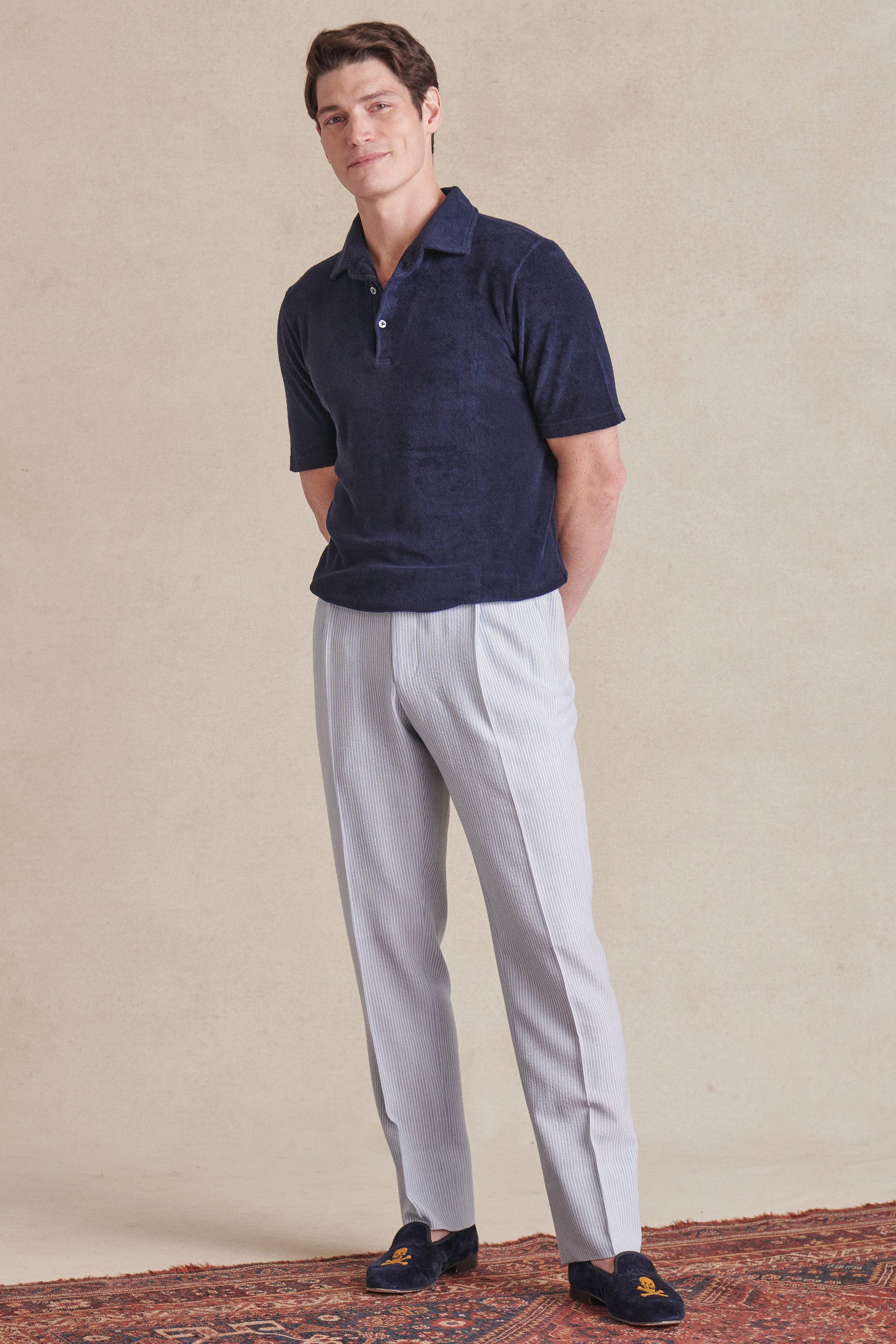 Navy Short Sleeve Towelling Polo Shirt