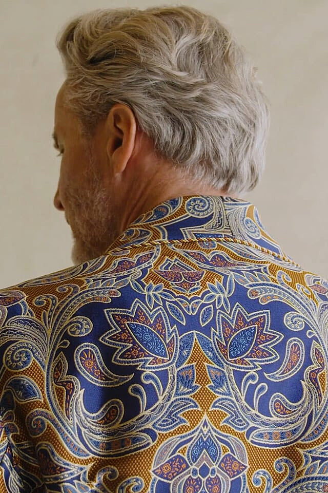 Blue & Orange Sohal Paisley Unlined Silk Dressing Gown