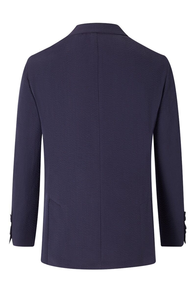 Navy Seersucker Double Breasted Jacket
