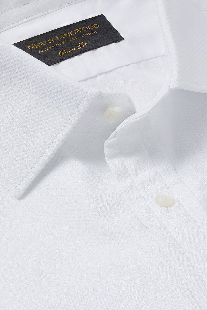 New & Lingwood White Classic Fit Double Cuff Marcella Evening Shirt New & Lingwood White Classic Fit Double Cuff Marcella Evening Shirt