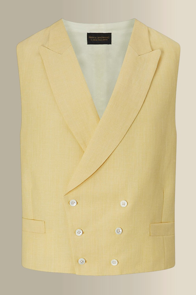 Yellow Double-Breasted Linen Waistcoat