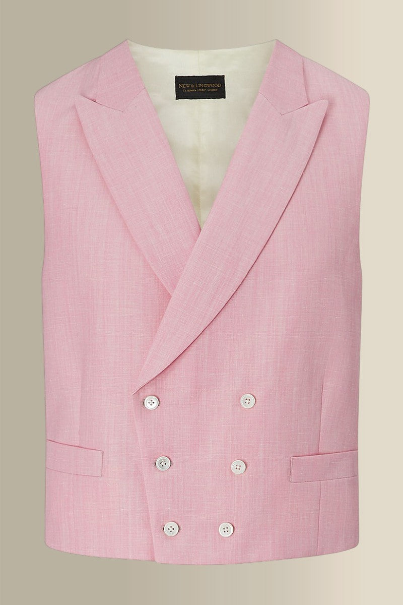 Pink Double-Breasted Linen Waistcoat