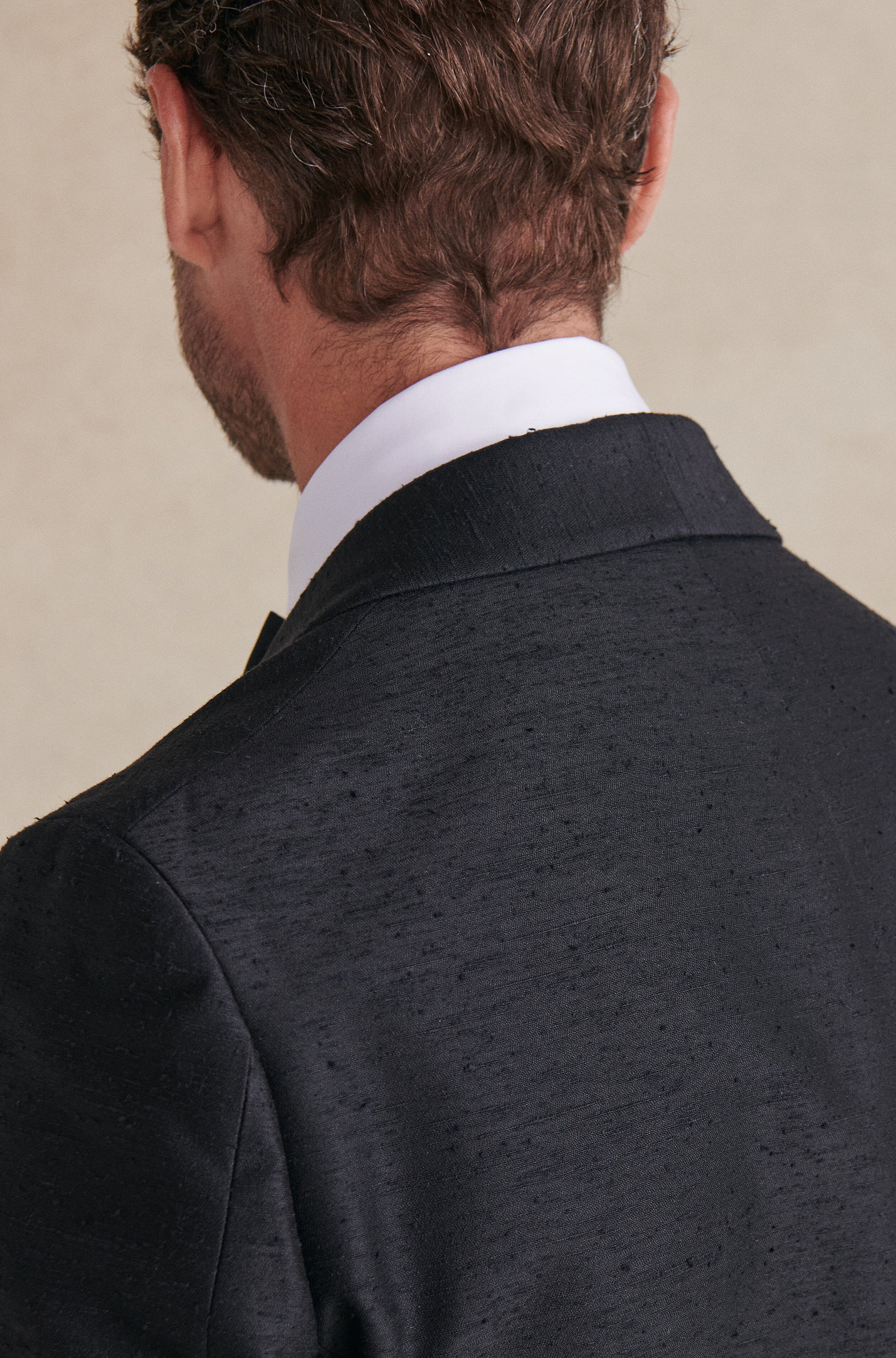 Black Double Breasted Silk Jacket