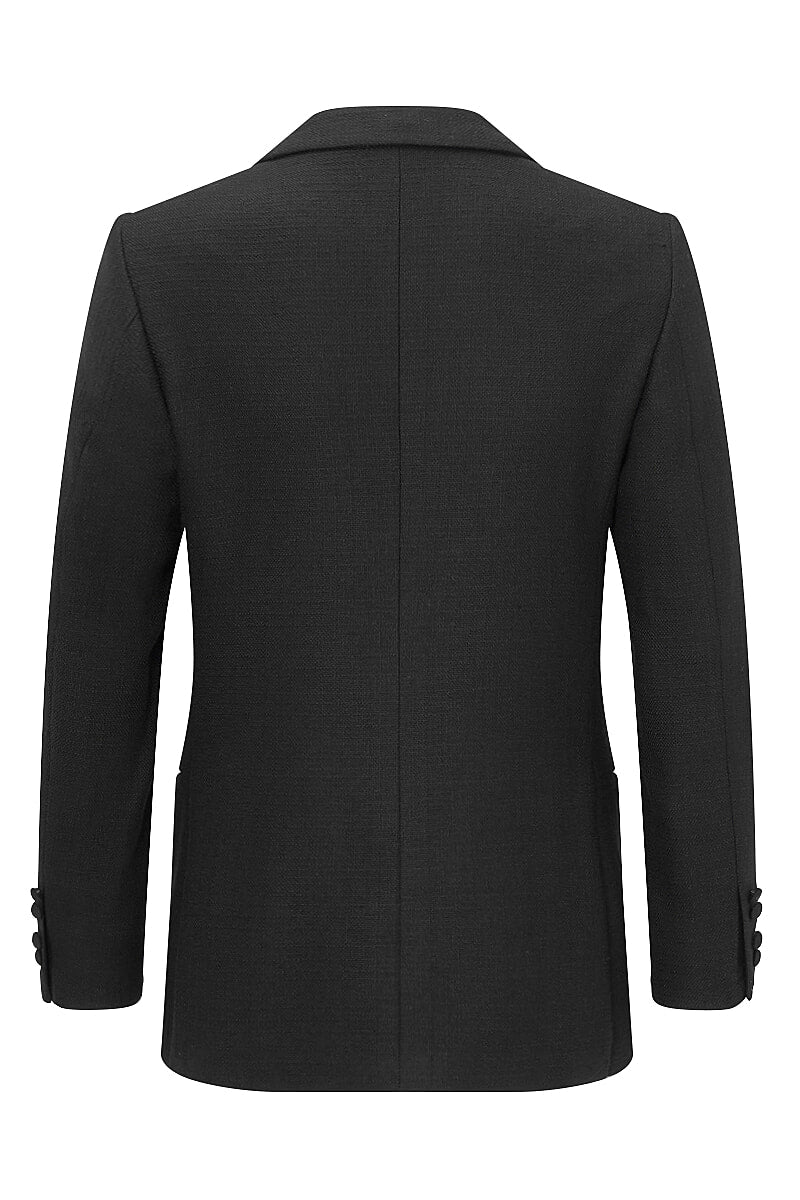 Black Peak Lapel Single Breasted Wool Evening Jacket
