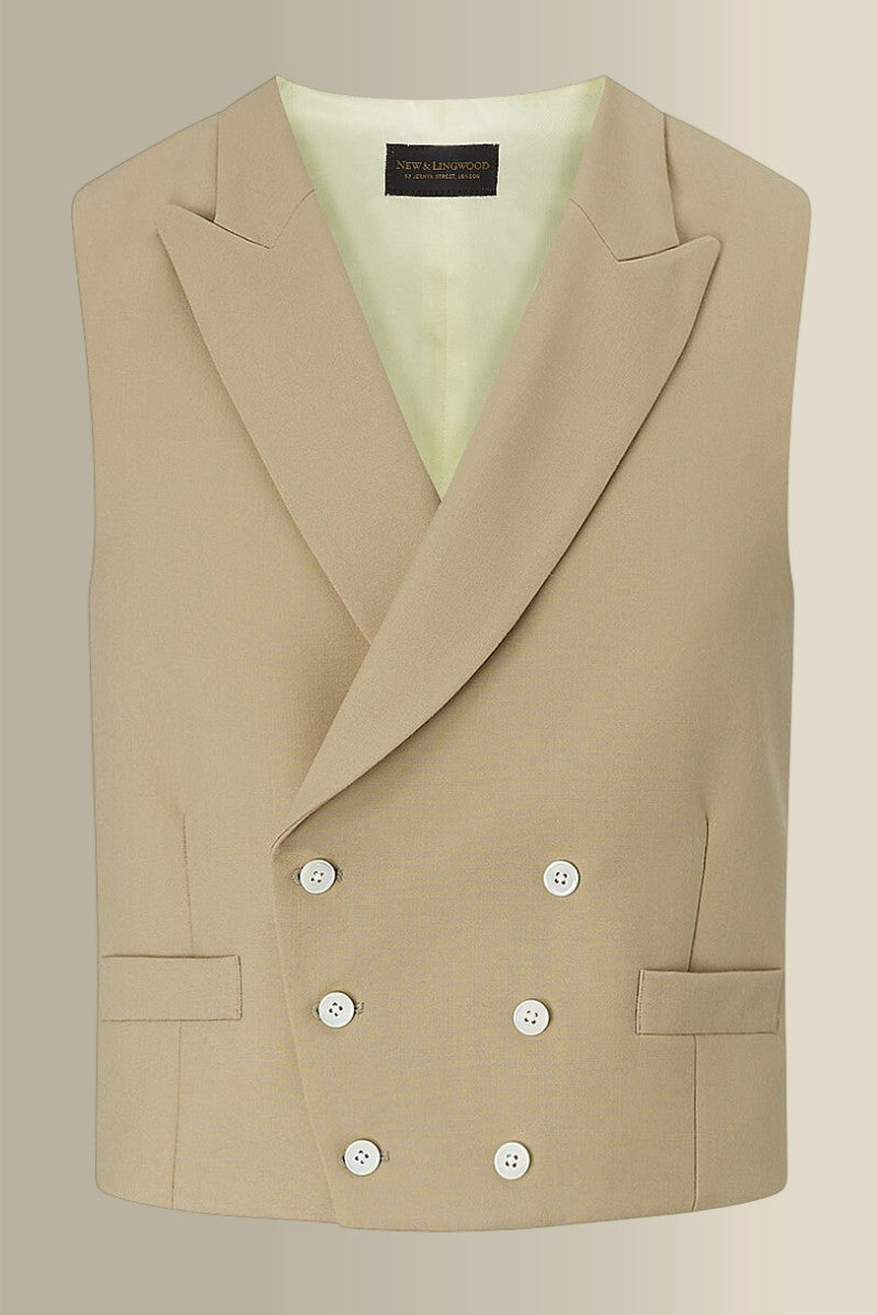 Buff Double Breasted Wool Waistcoat