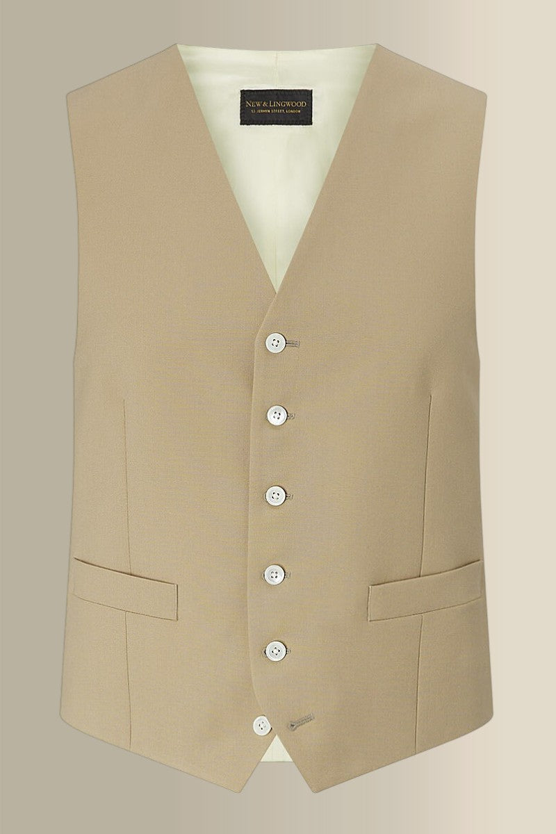 Buff Single Breasted Wool Waistcoat