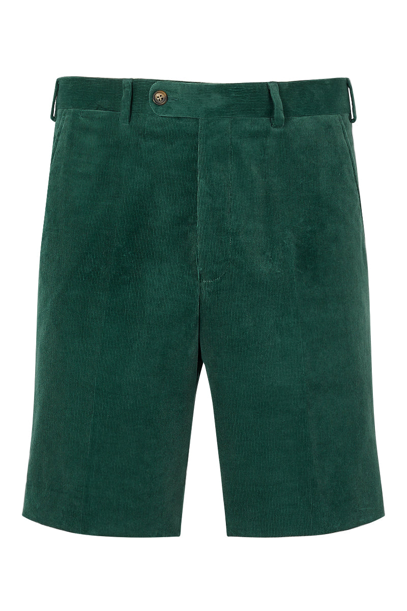 Green Flat Front Corduroy Shorts