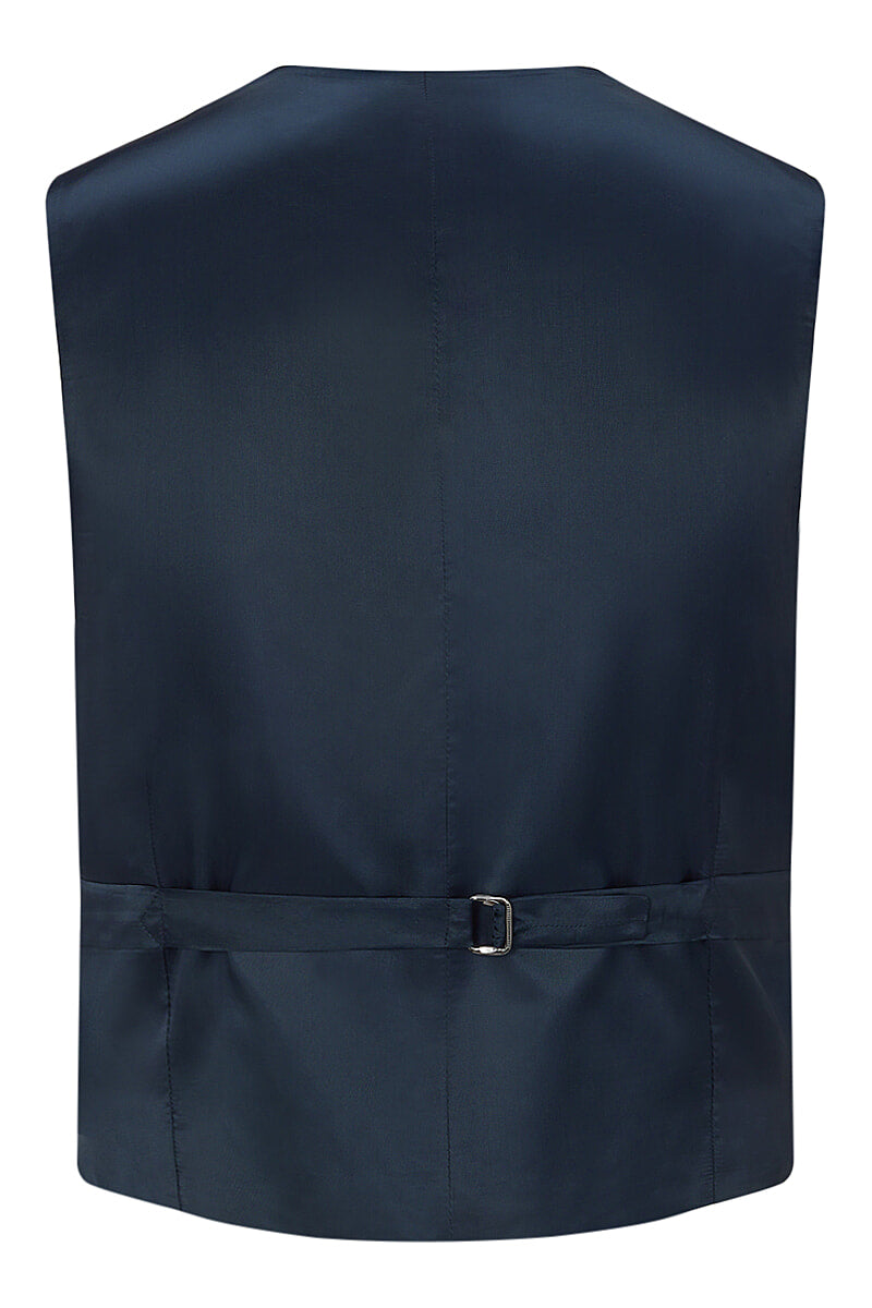 Navy Double Breasted Linen Waistcoat