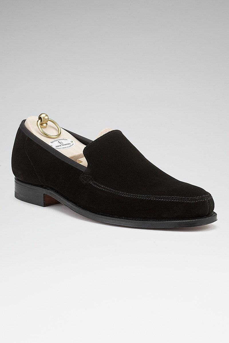 Black Calf Suede Eton Loafers