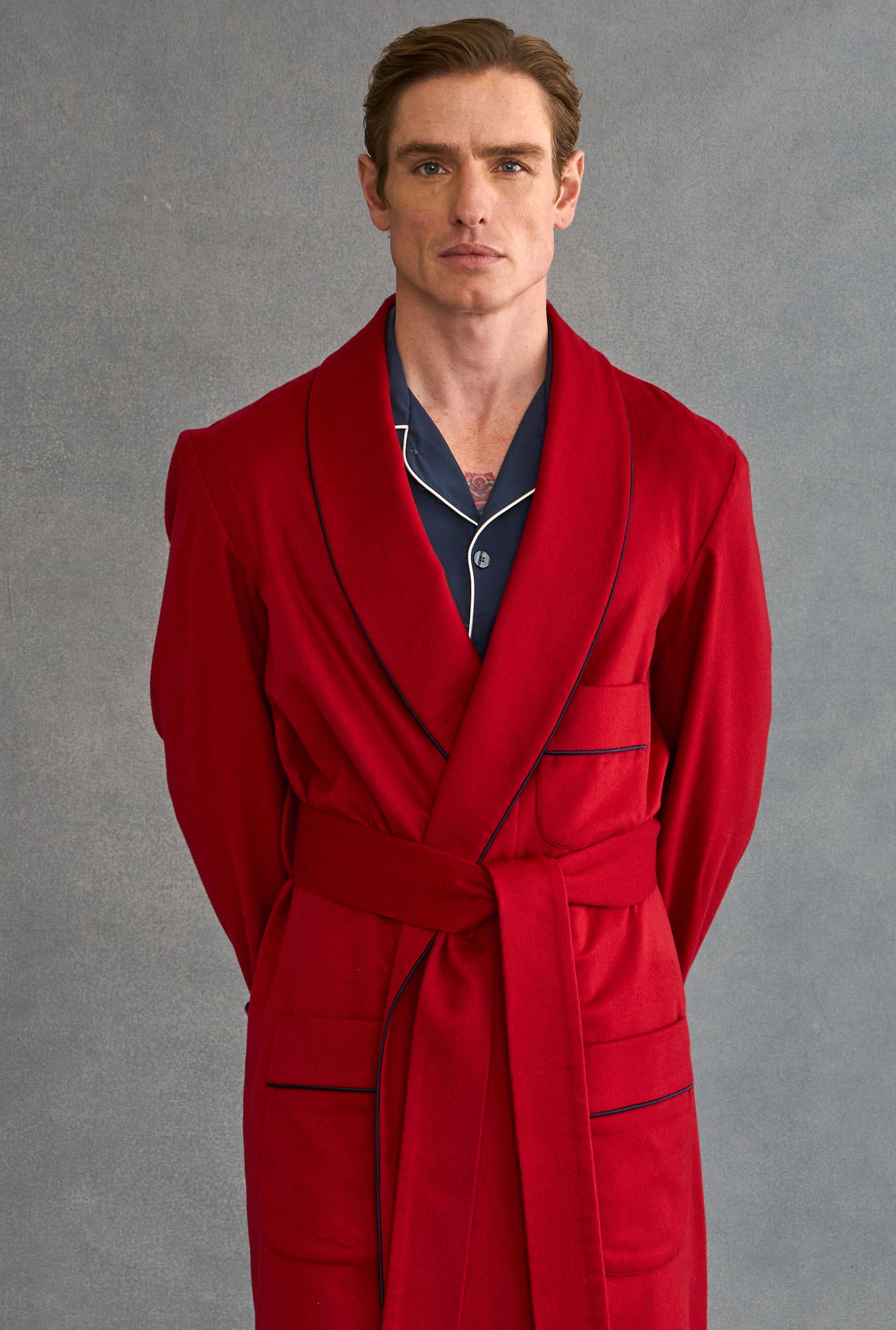 Red Unlined Cashmere Dressing Gown
