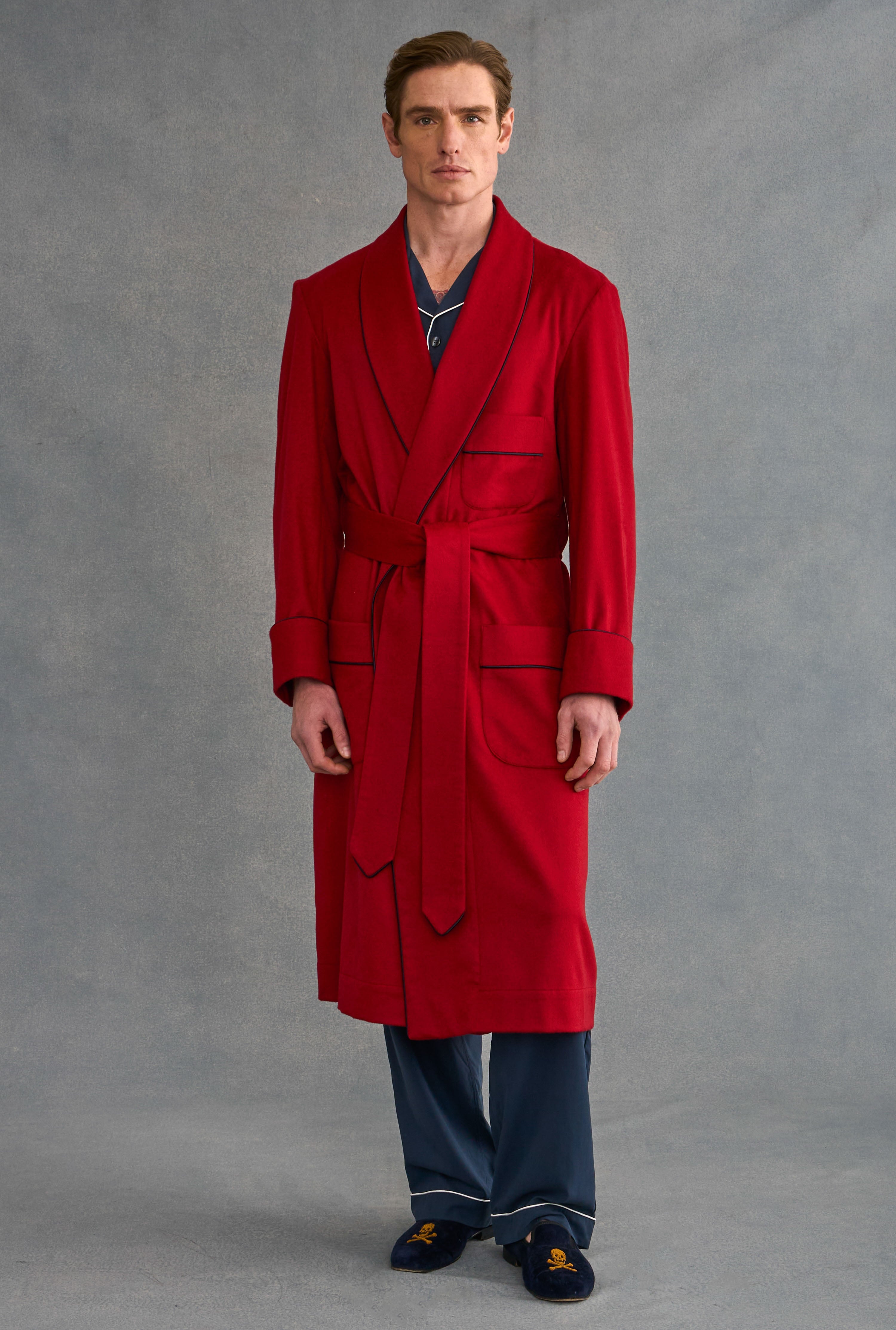 Red Unlined Cashmere Dressing Gown