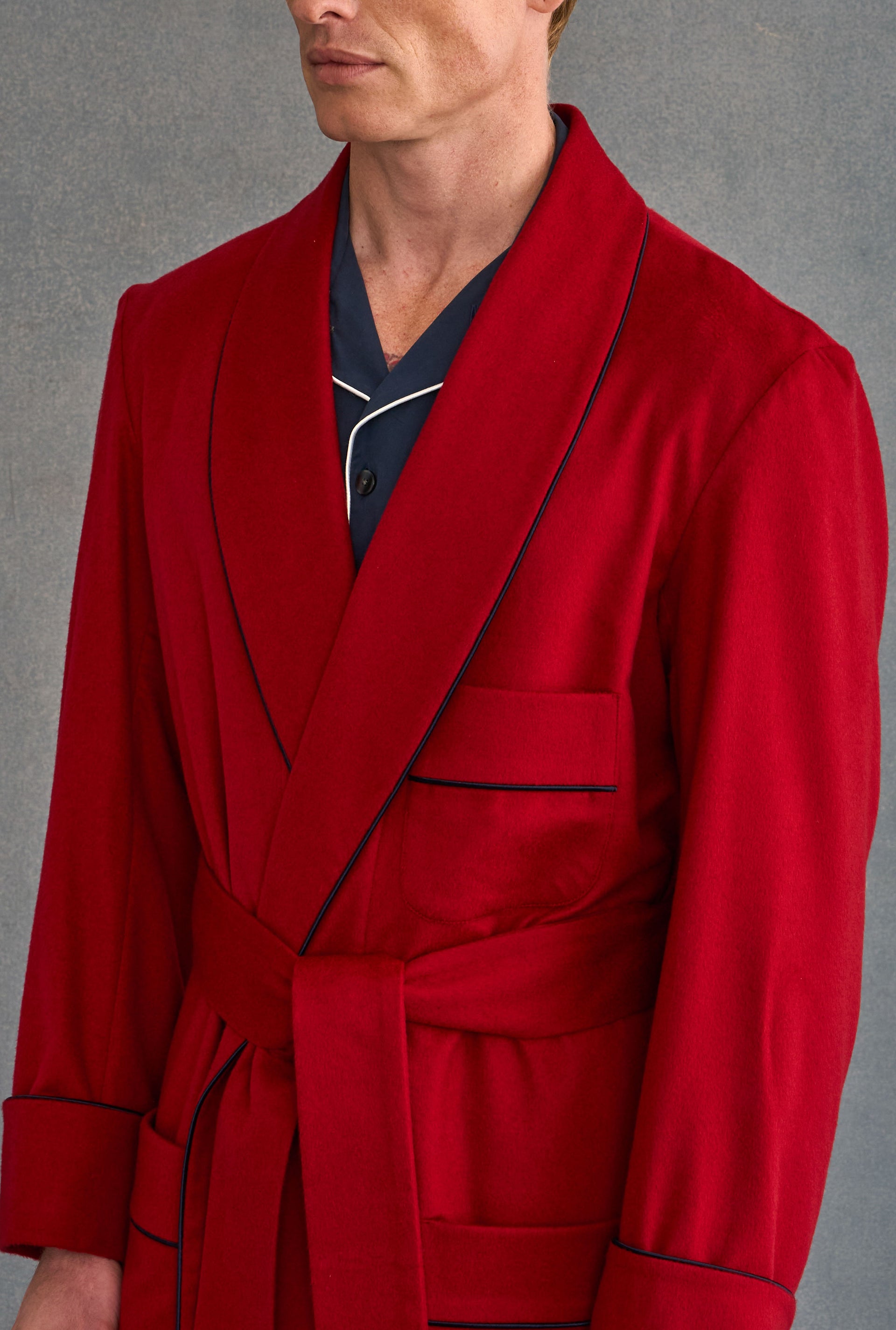 Red Unlined Cashmere Dressing Gown