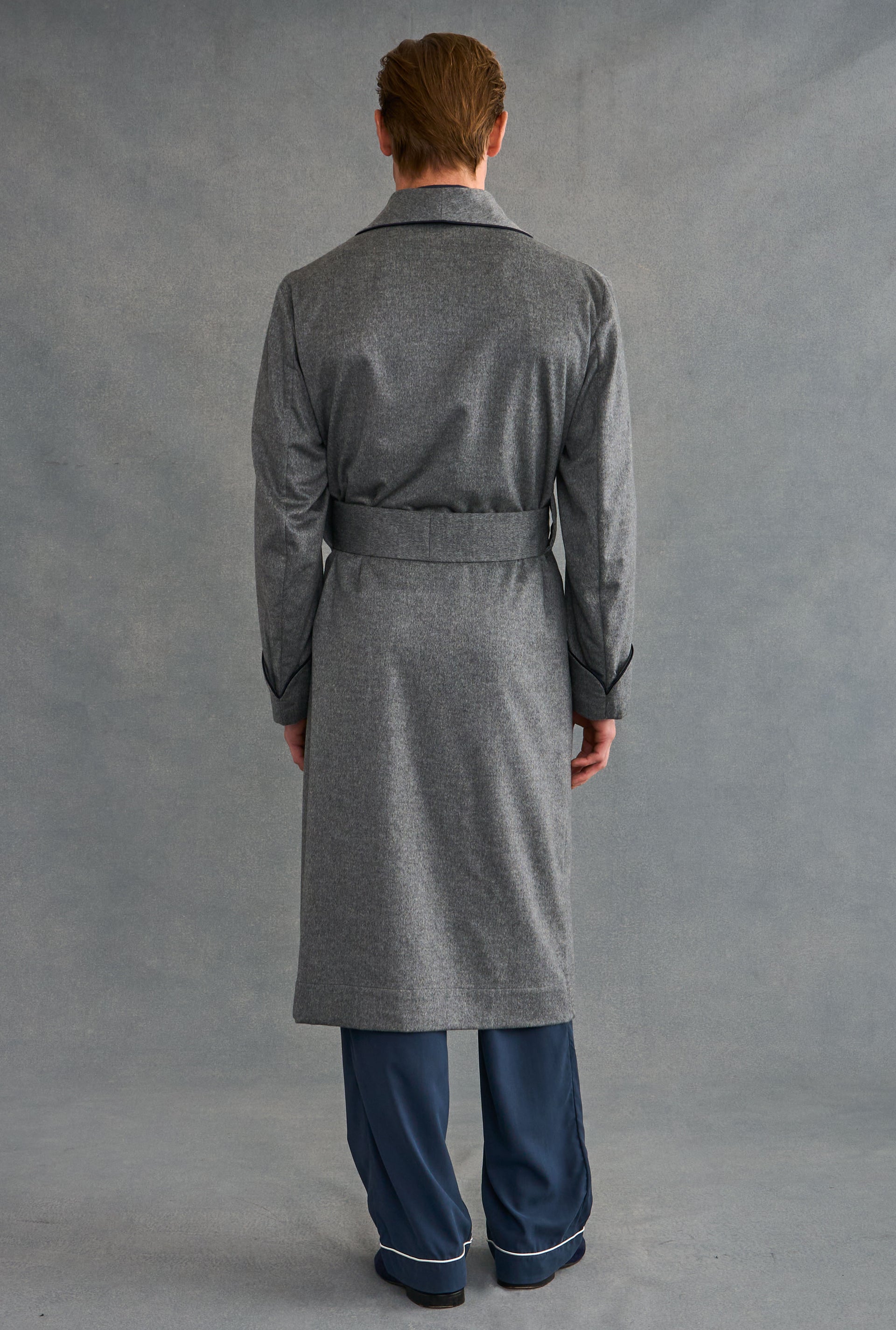 Grey Unlined Cashmere Dressing Gown