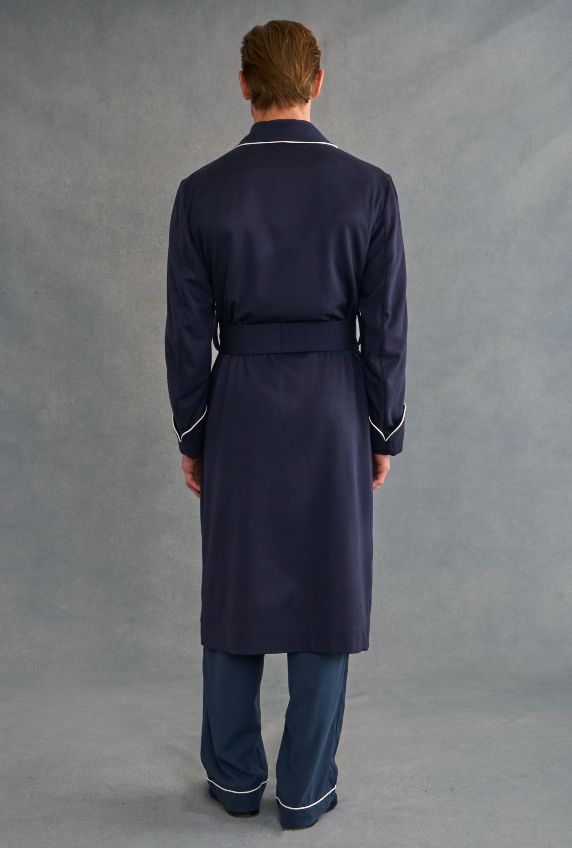 Navy Unlined Cashmere Dressing Gown