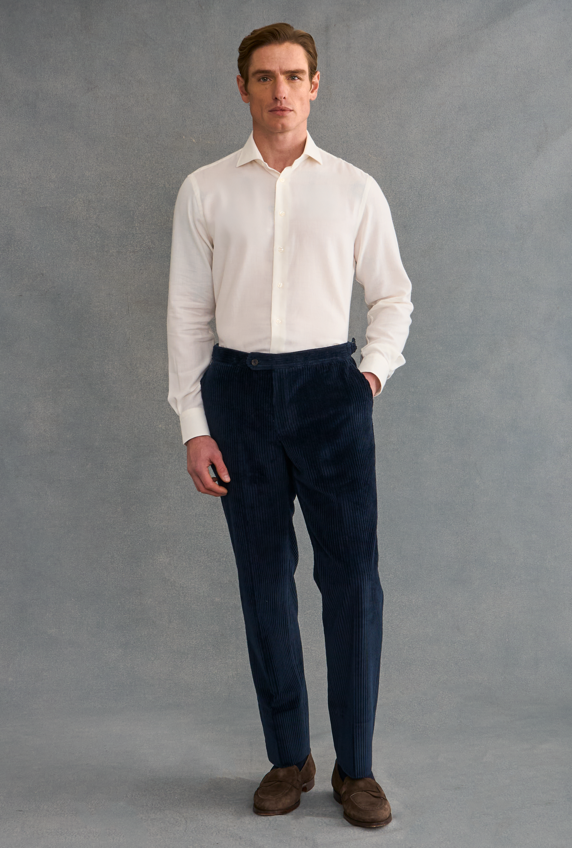 White Cutaway Collar Standard Fit Cotton & Cashmere Shirt