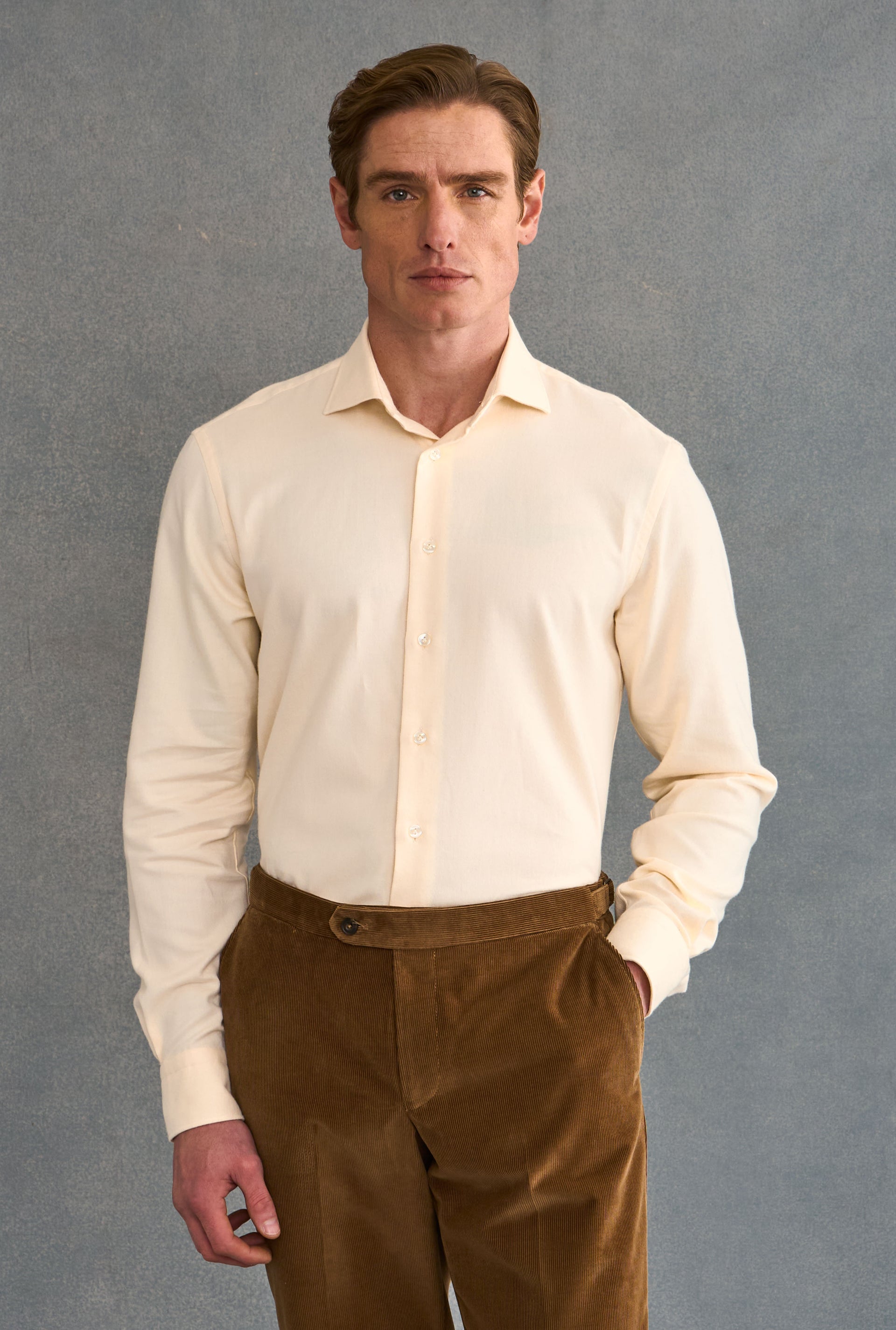 Yellow Cutaway Collar Standard Fit Flannel Shirt