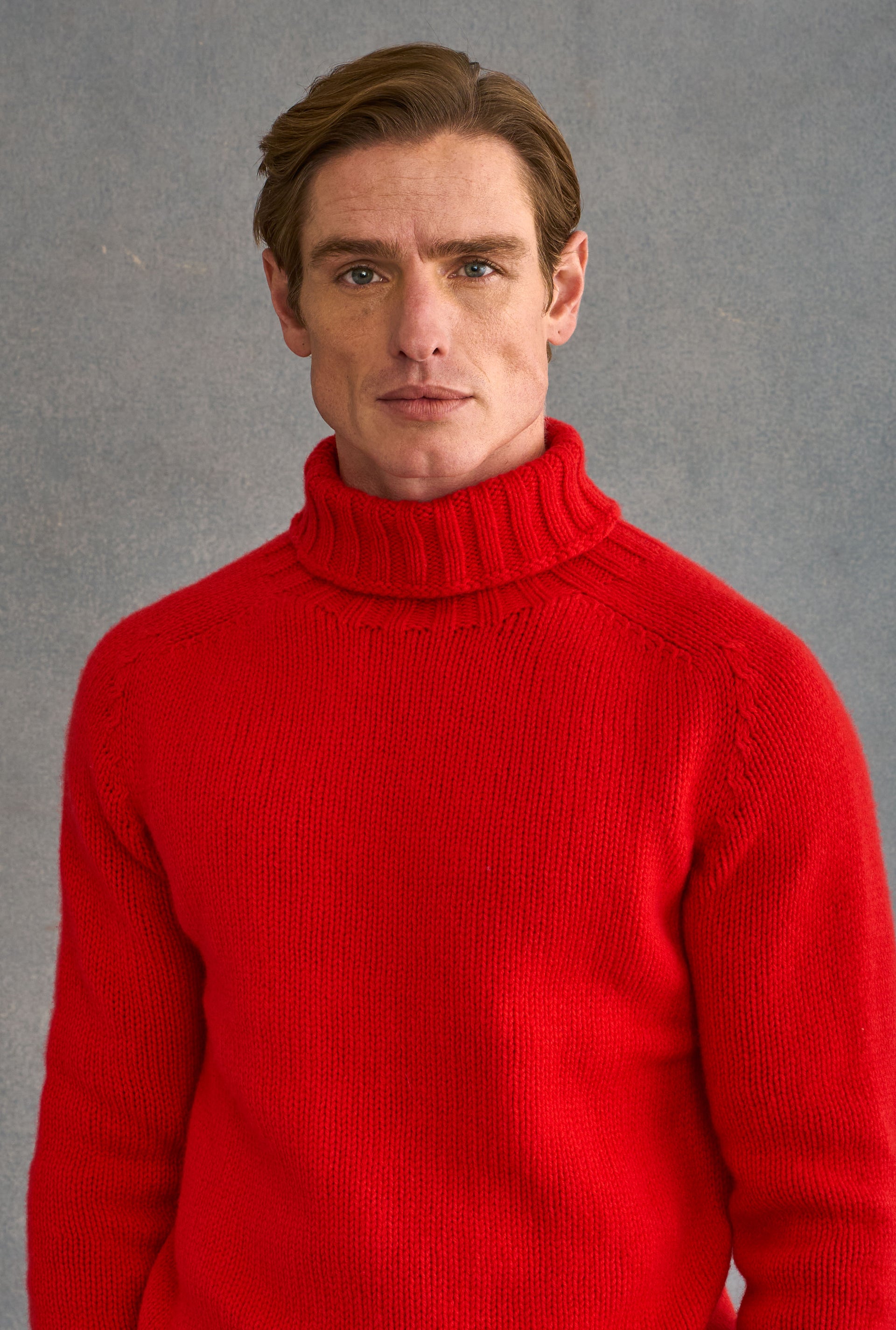 Red Lambswool Roll Neck Jumper