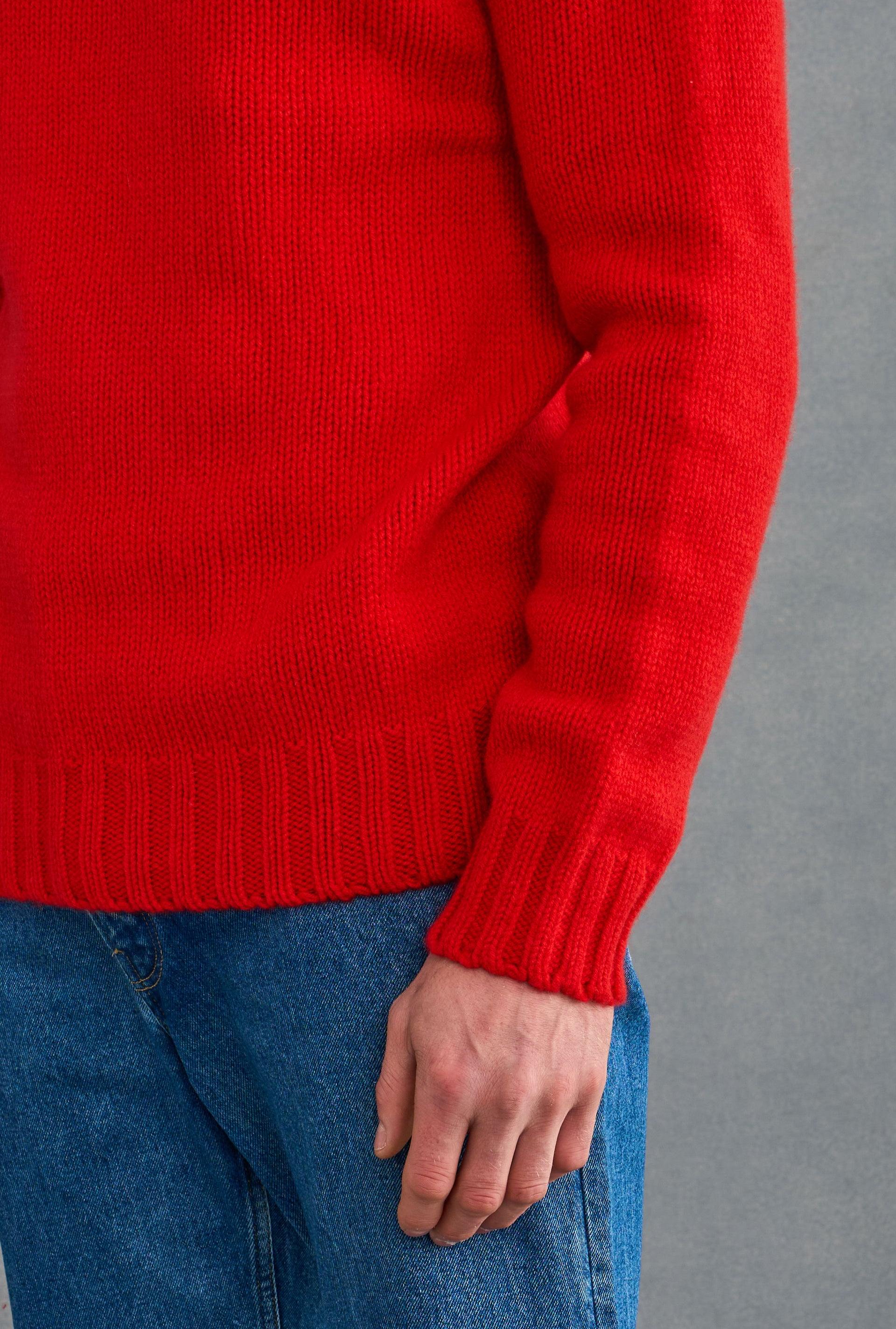 Red Lambswool Roll Neck Jumper
