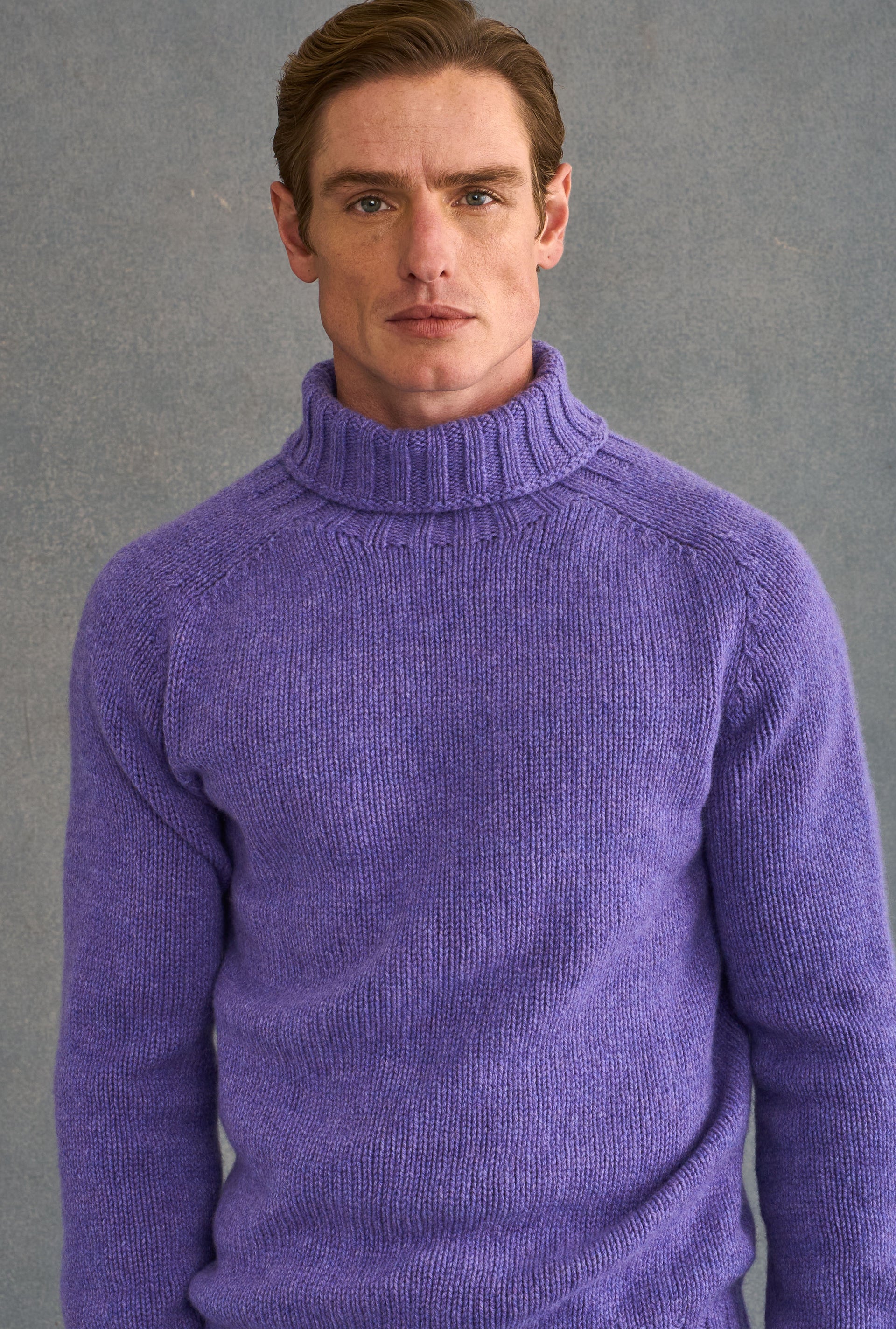 Purple Lambswool Roll Neck Jumper